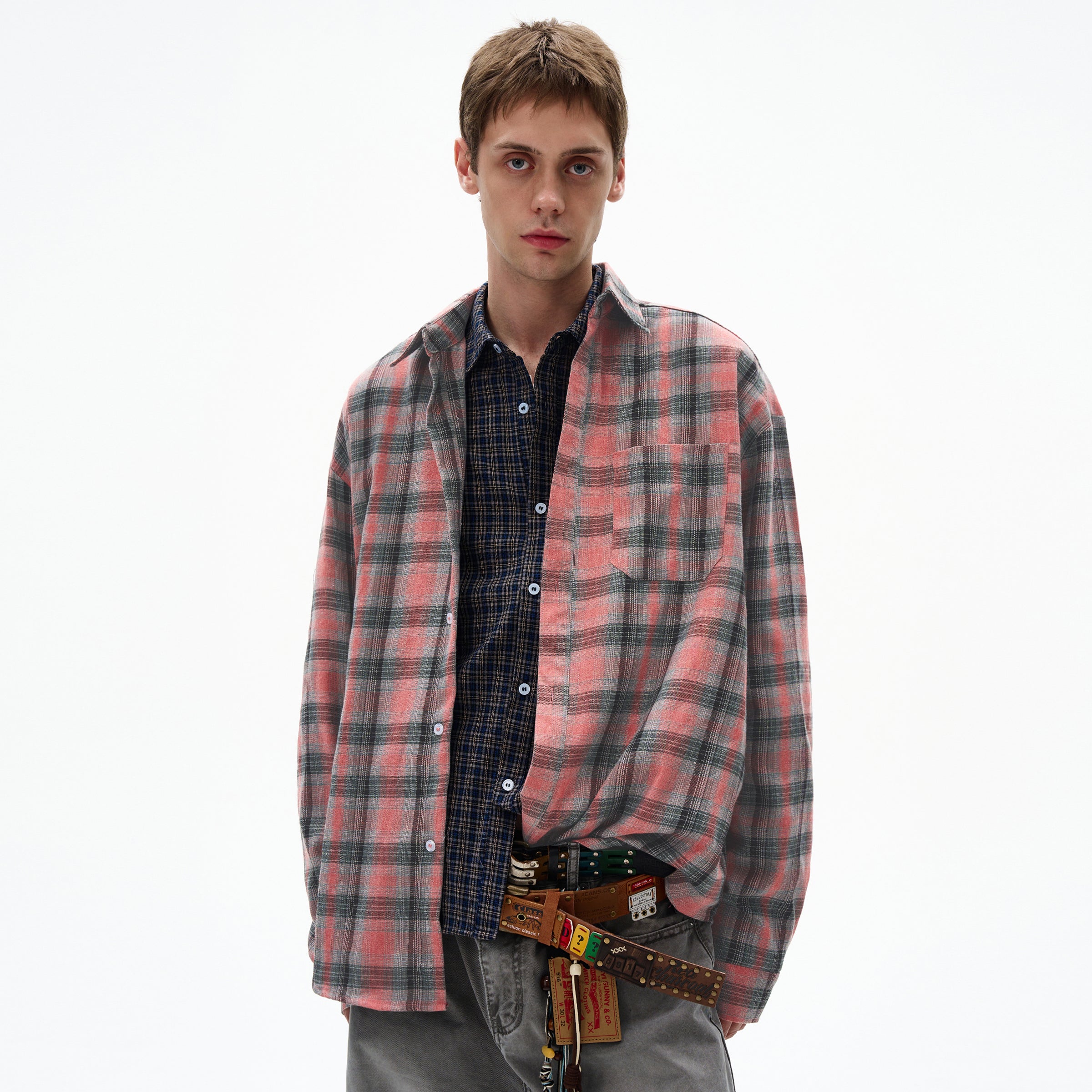 MADWITCH COLOR-BLOCK CHECKED TUNIC #CR603