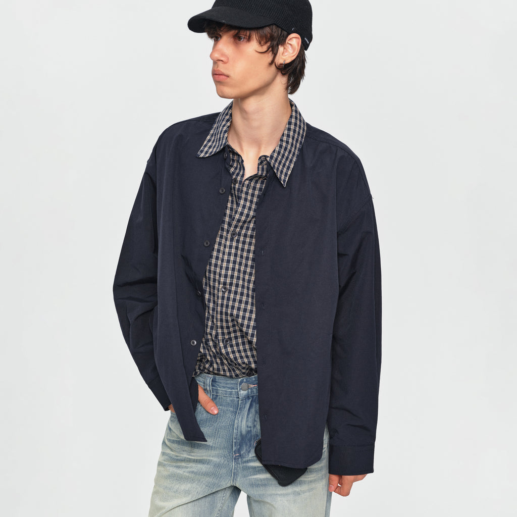 MADWITCH LAYERED PLAID OVERSIZED SHIRT #991513