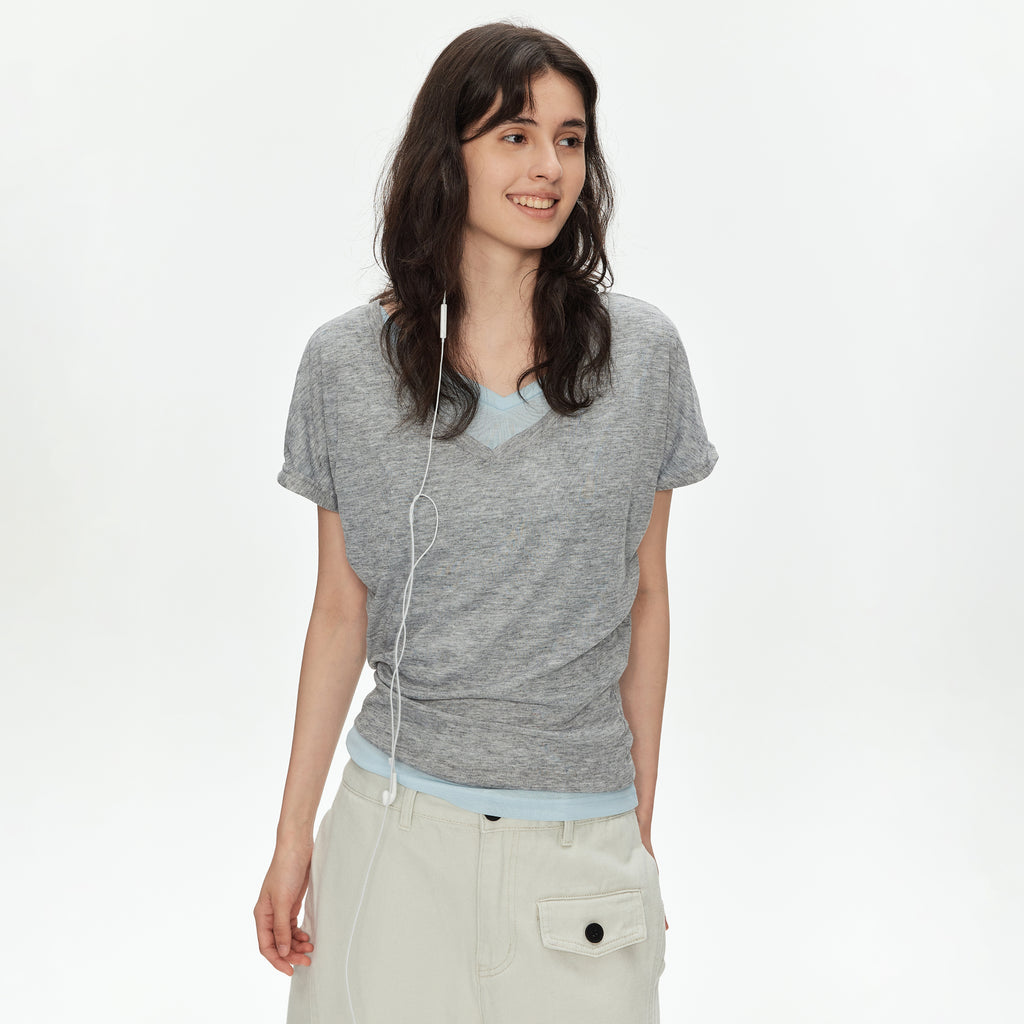MADWITCH V-NIP WAIST RUCHED TEE #G26430