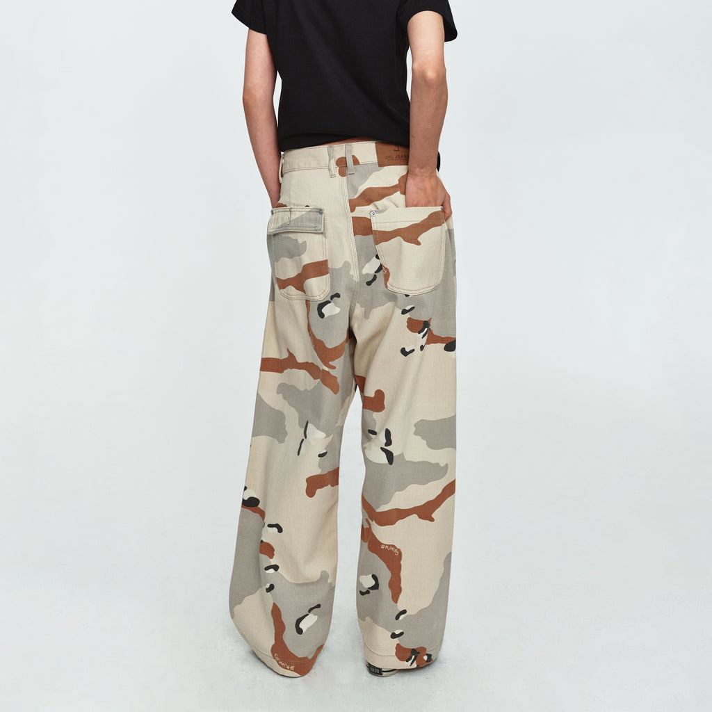 MADWITCH DESERT-CAMO WIDE-LEG RELAXED PANTS #Z353