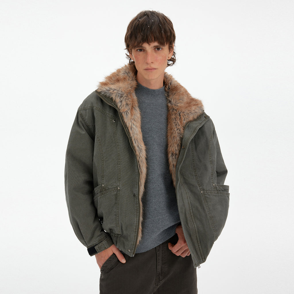 MADWITCH DETACHABLE FUR COLLAR WORK PARKA #990998