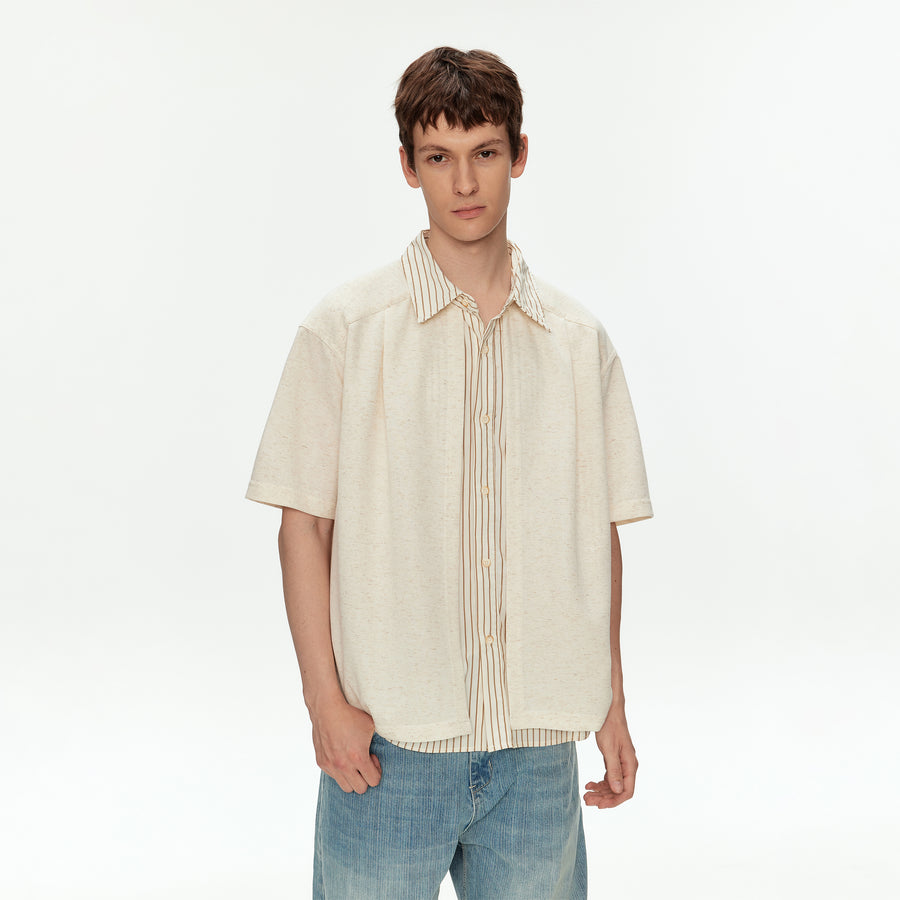 MADWITCH LINEN BLEND SHIRT COLLAR TEE #880925