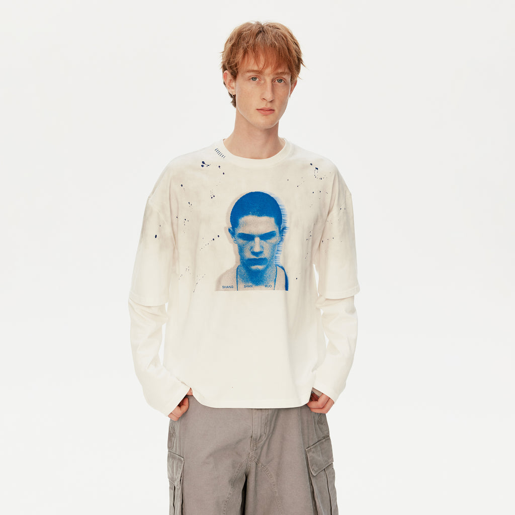 MADWITCH DISTRESSED FAUX LAYER TEE #T631