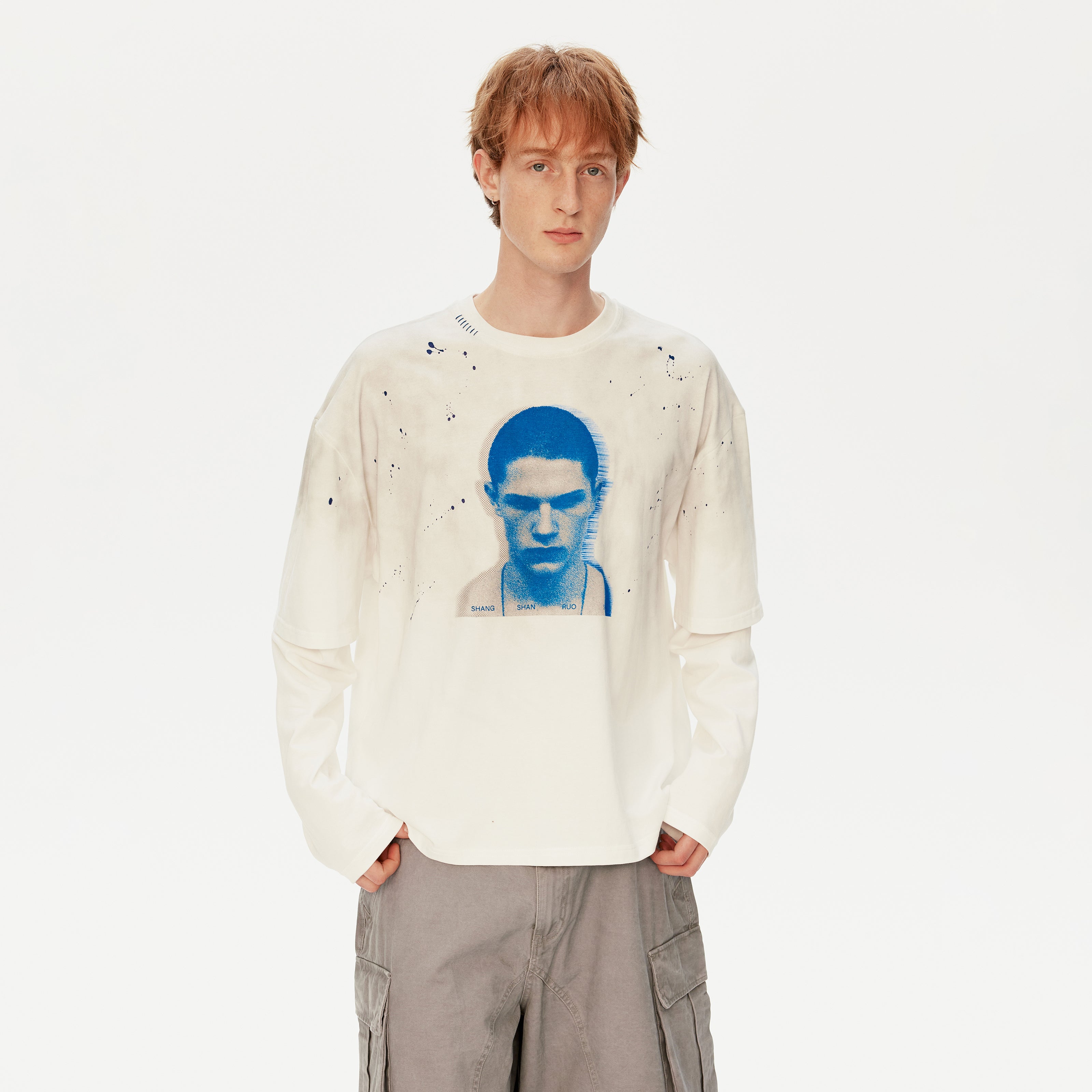 MADWITCH DISTRESSED FAUX LAYER TEE #T631