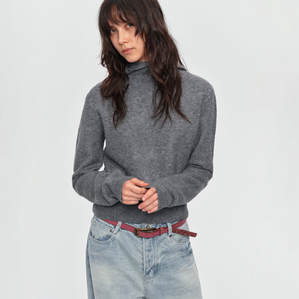 MADWITCH CROPPED SLOUCHY-HOOD KNIT SWEATER #MYC025