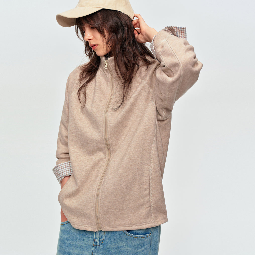 MADWITCH RAGLAN-SLEEVE STAND-COLLAR ZIP SWEATSHIRT #WT2373