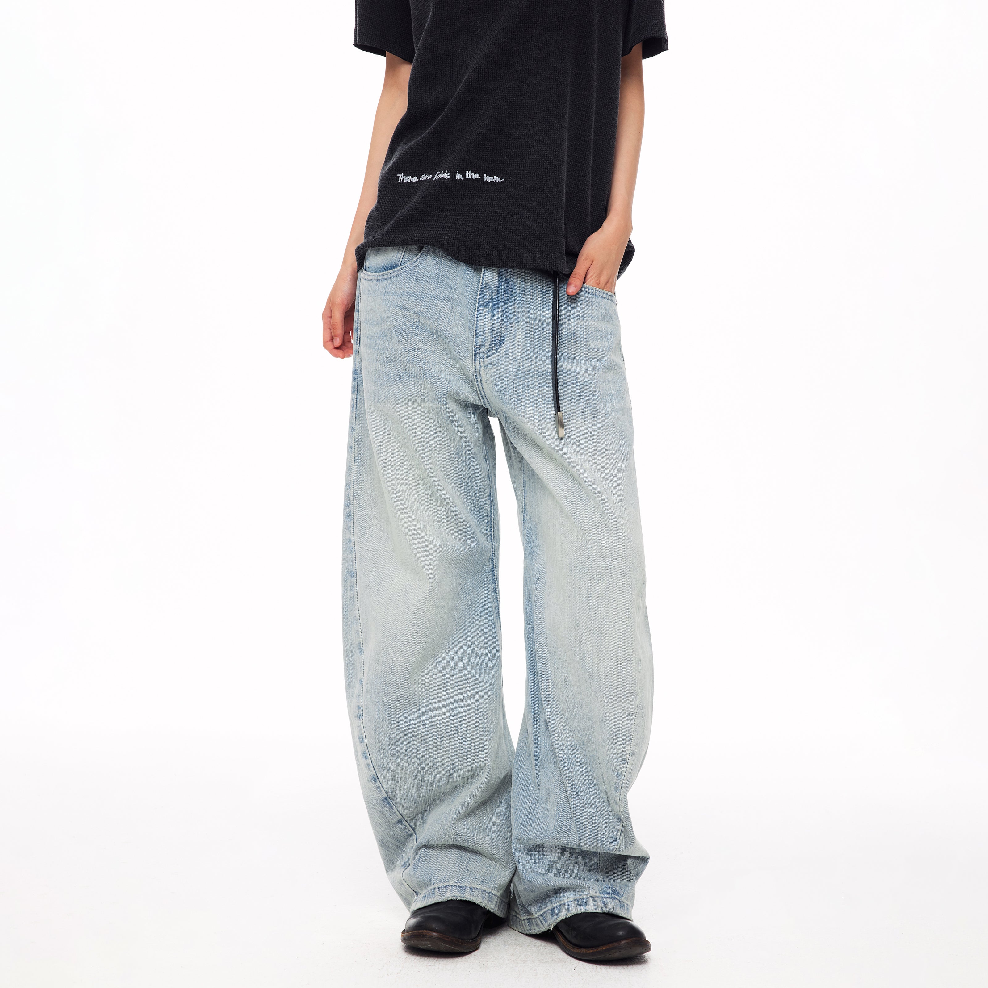 MADWITCH STUDDED WASHED CURVED JEANS #CK9837
