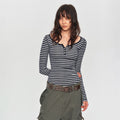 MADWITCH STRIPED LYOCELL HENLEY TEE #L2026530