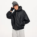 MADWITCH FAUX LAYER PU HOODED JACKET #880603
