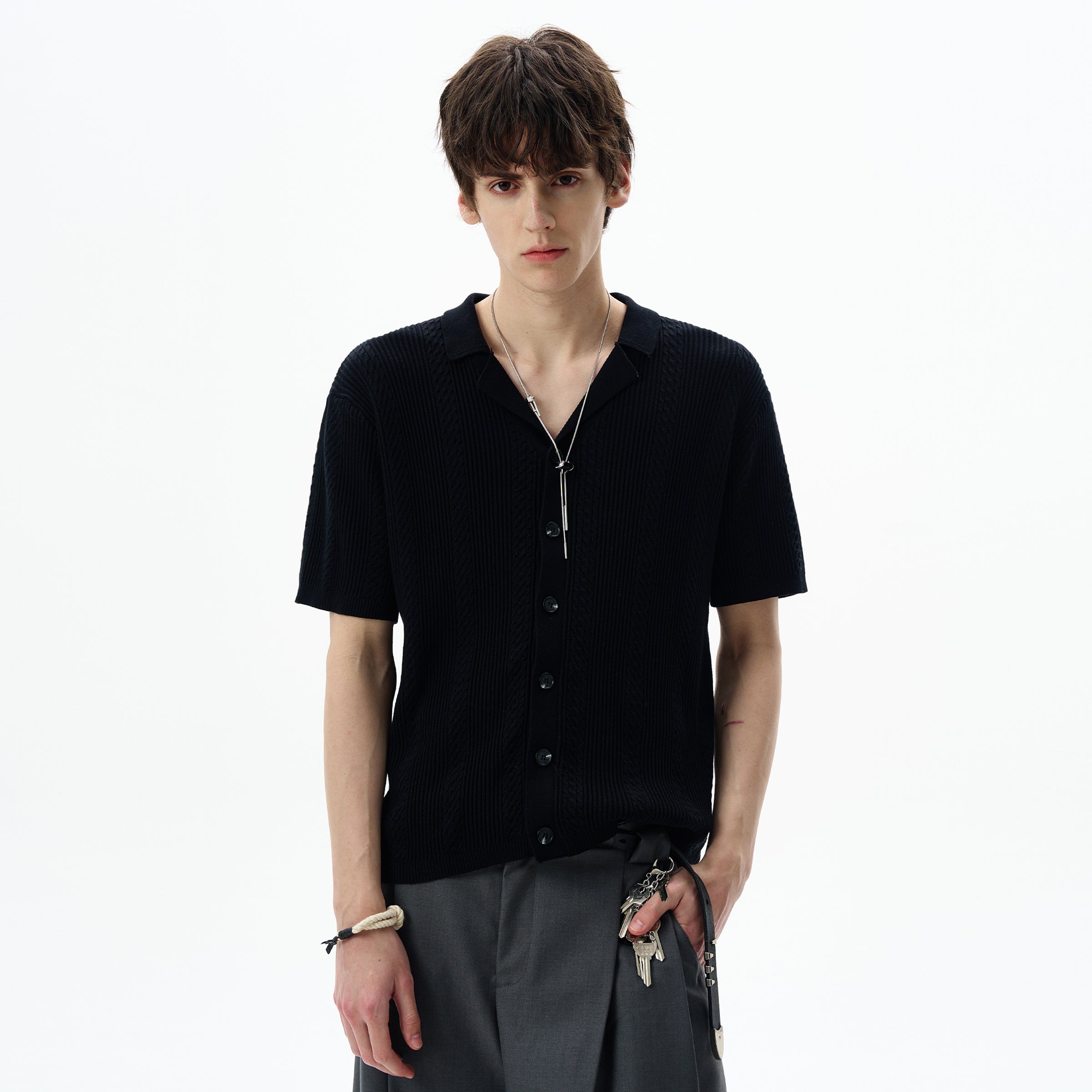 MADWITCH OLD MONEY CABLE KNIT SHIRT #68827