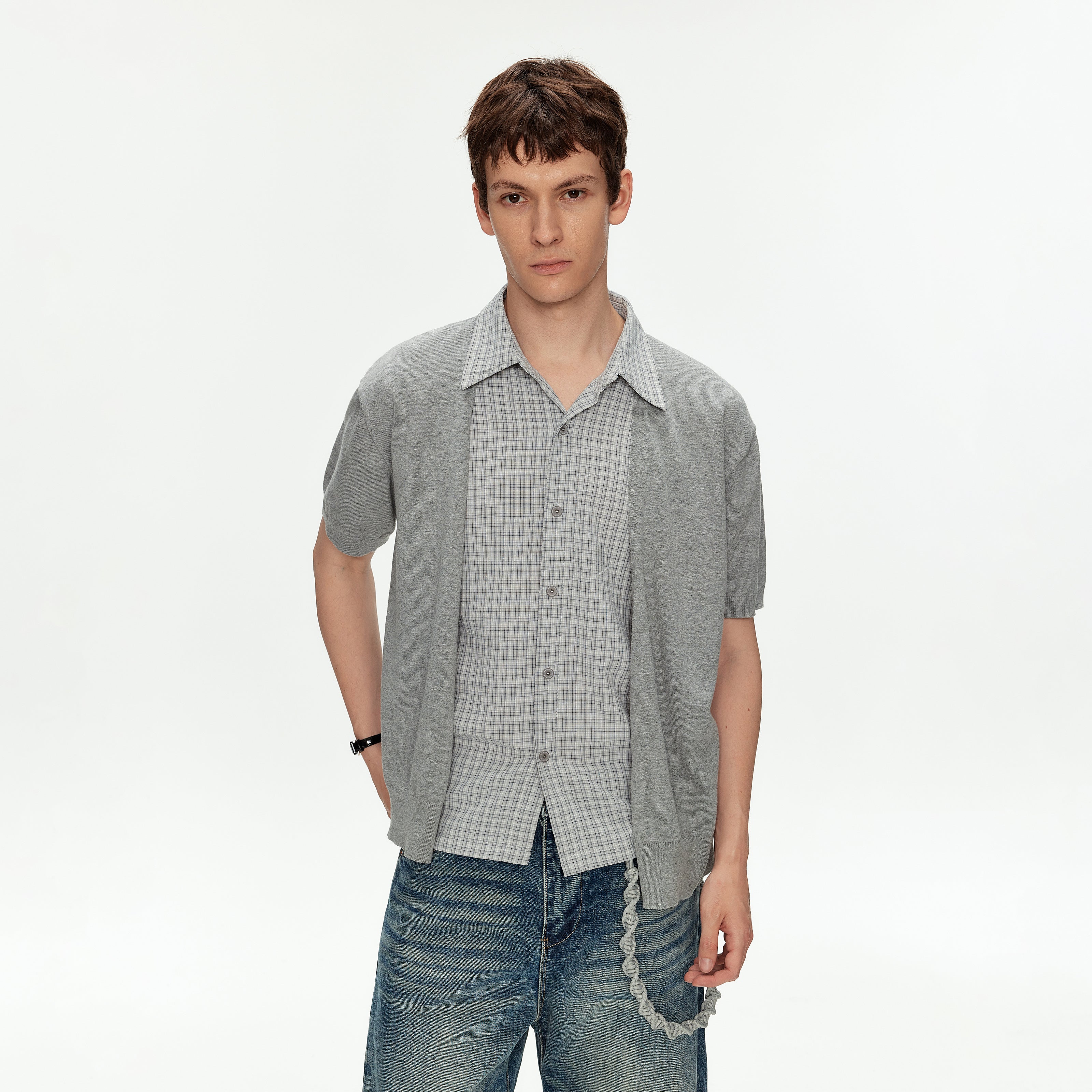 MADWITCH FAUX LAYER PLAID SHIRT #990332