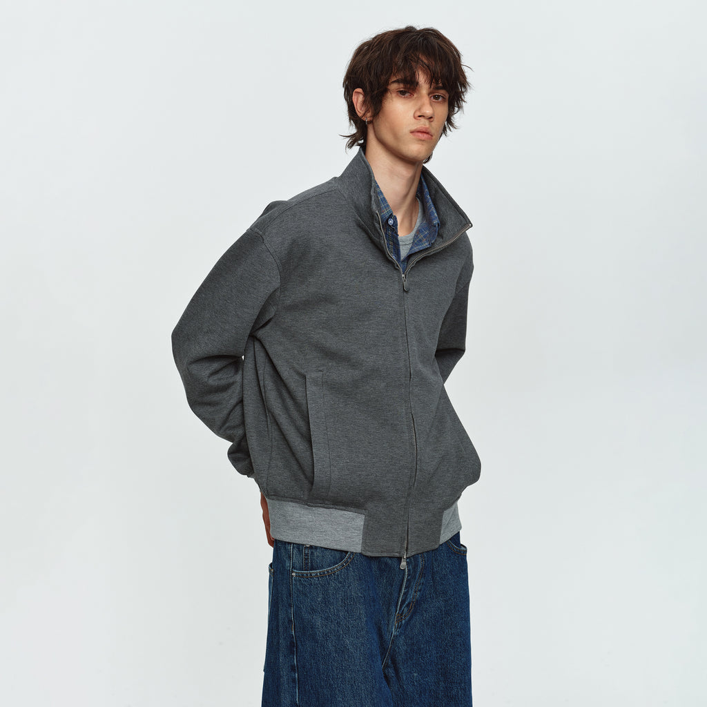 MADWITCH COLOR-BLOCK STAND-COLLAR RELAXED ZIP JACKET #AT605