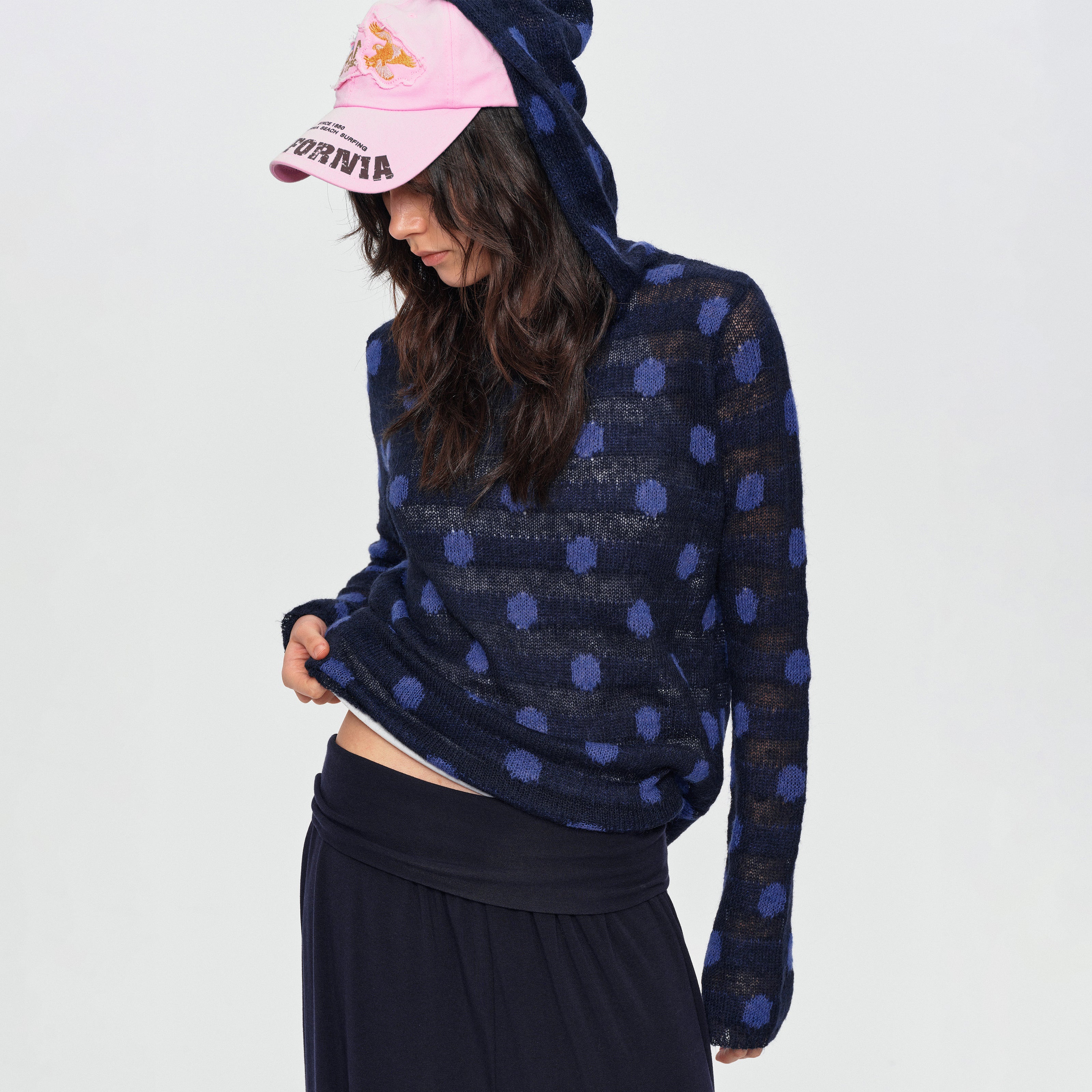 MADWITCH POLKA-DOT HOODED KNIT TOP #MYC026
