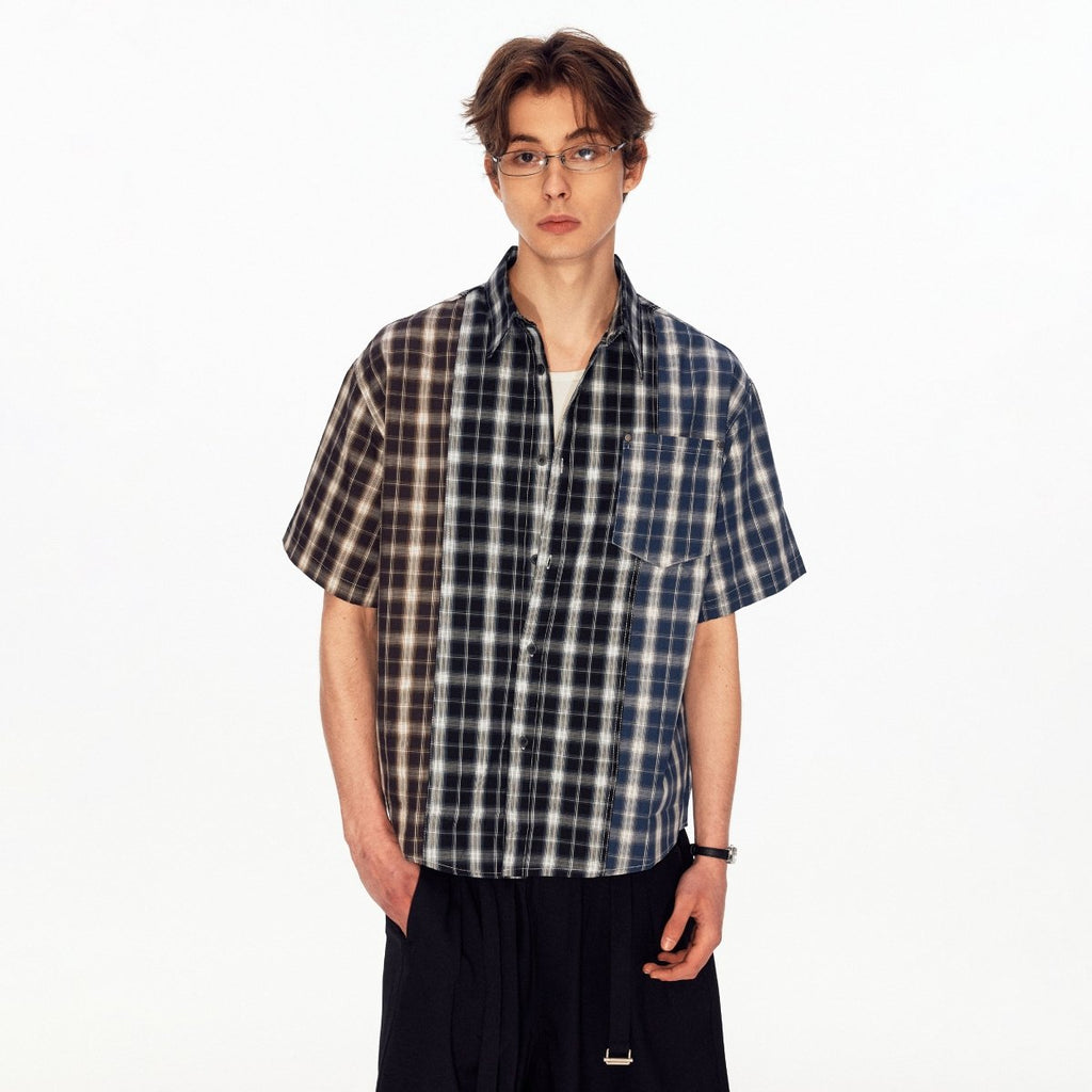 MADWITCH VINTAGE PLAID PATCHWORK SHIRT 991215 - MadWitch Store
