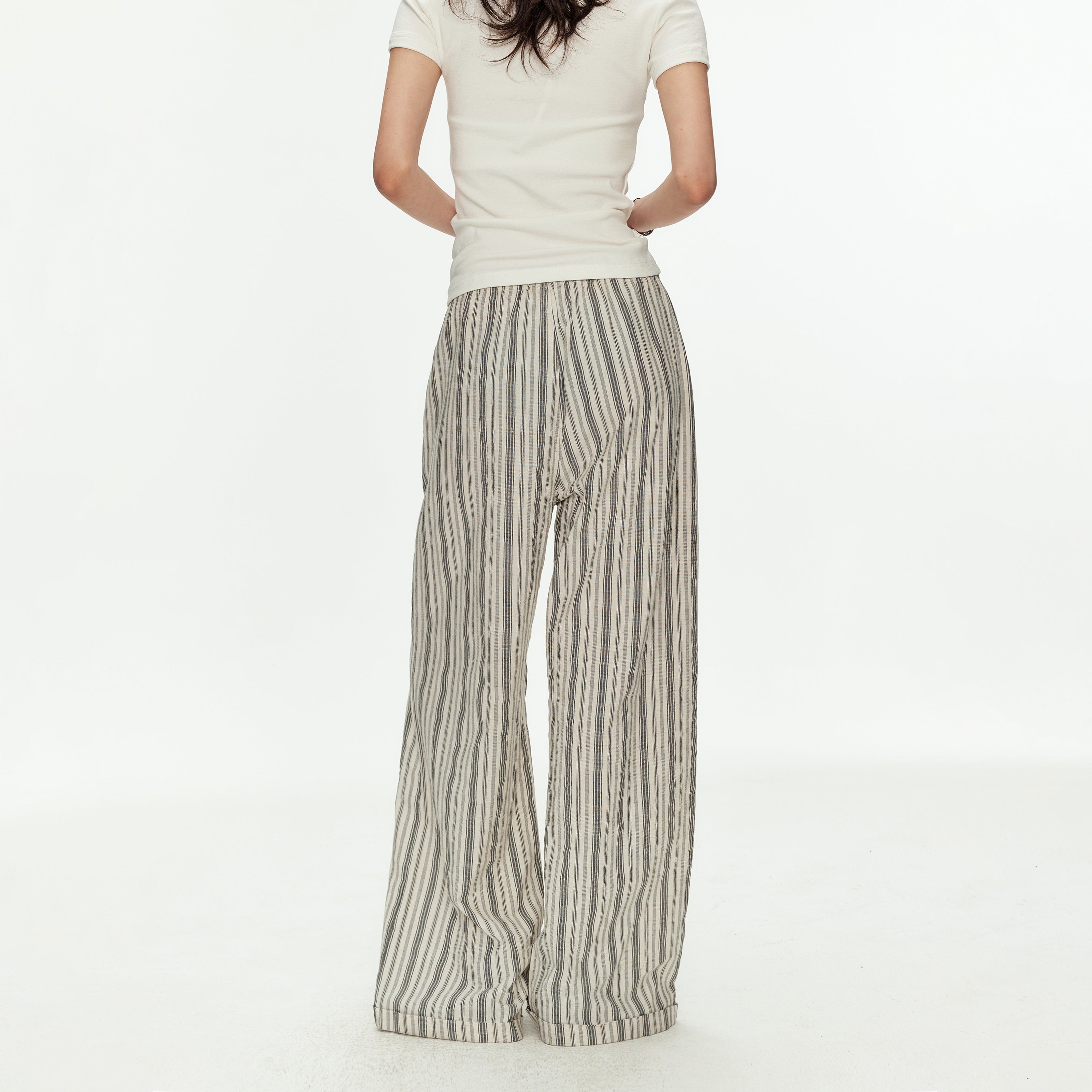 MADWITCH LINEN STRIPE WIDE PANTS #CK61018