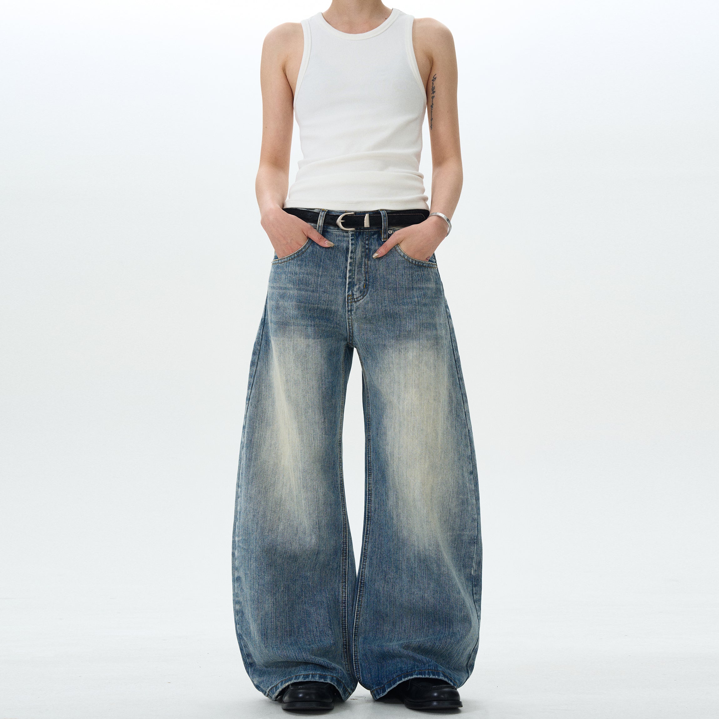 MADWITCH STRAIGHT-LEG WASHED DENIM JEANS #G6669