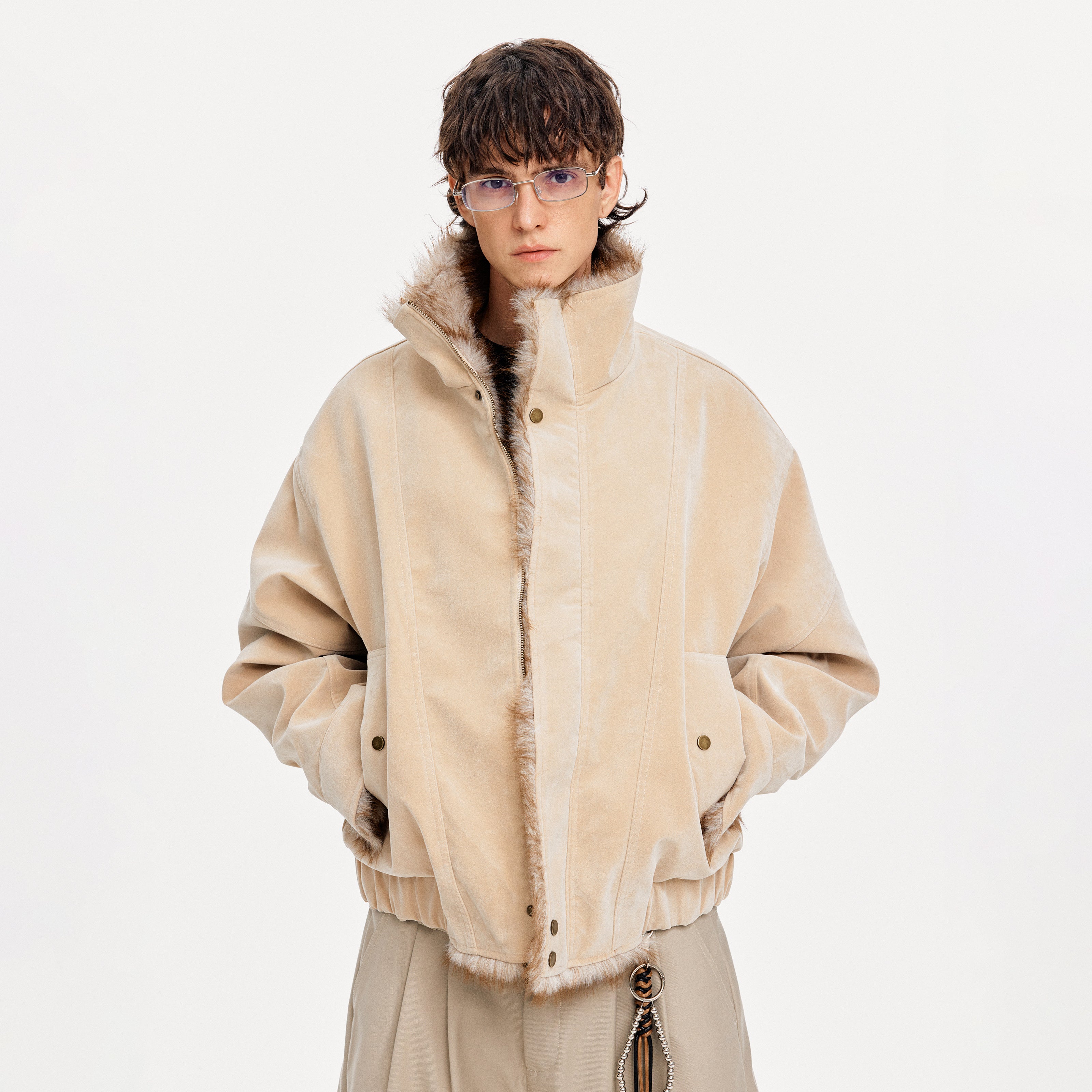 MADWITCH SUEDE STAND COLLAR QUILTED JACKET #AW25172