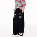 MADWITCH VINTAGE GRAPHIC DISTRESSED WIDE-LEG SWEATPANTS #CK61086