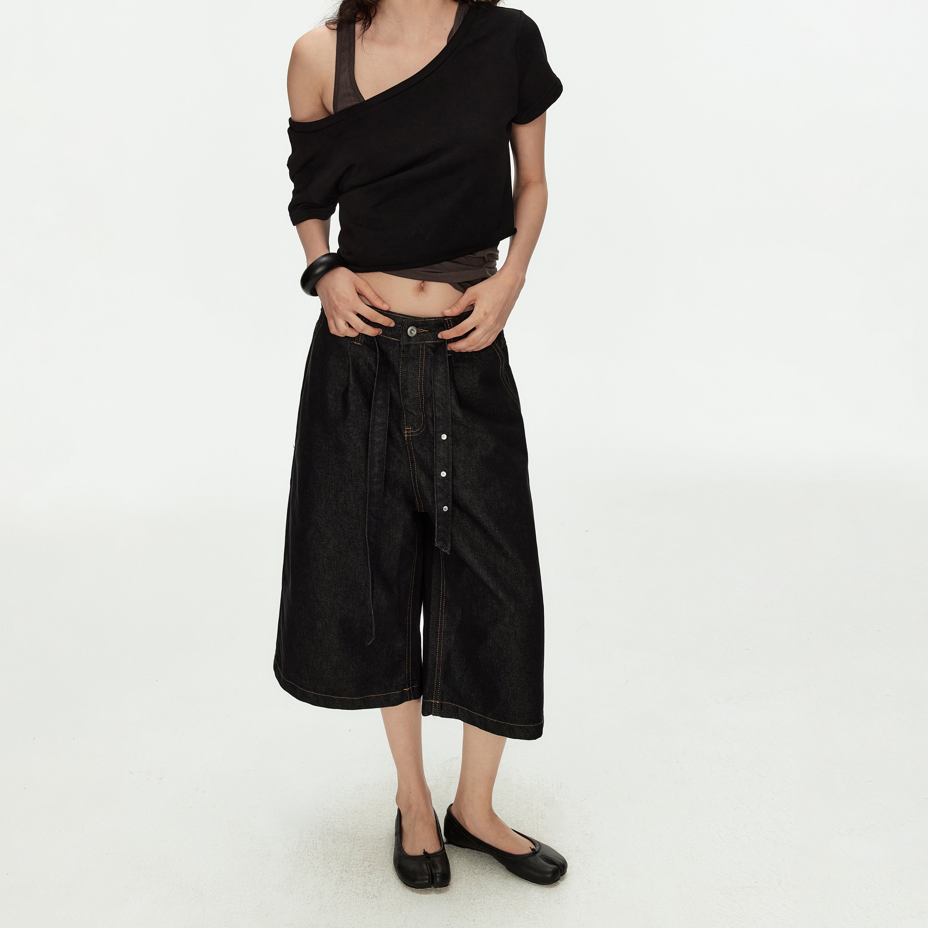 MADWITCH RAW BLACK CROP JEANS #8633