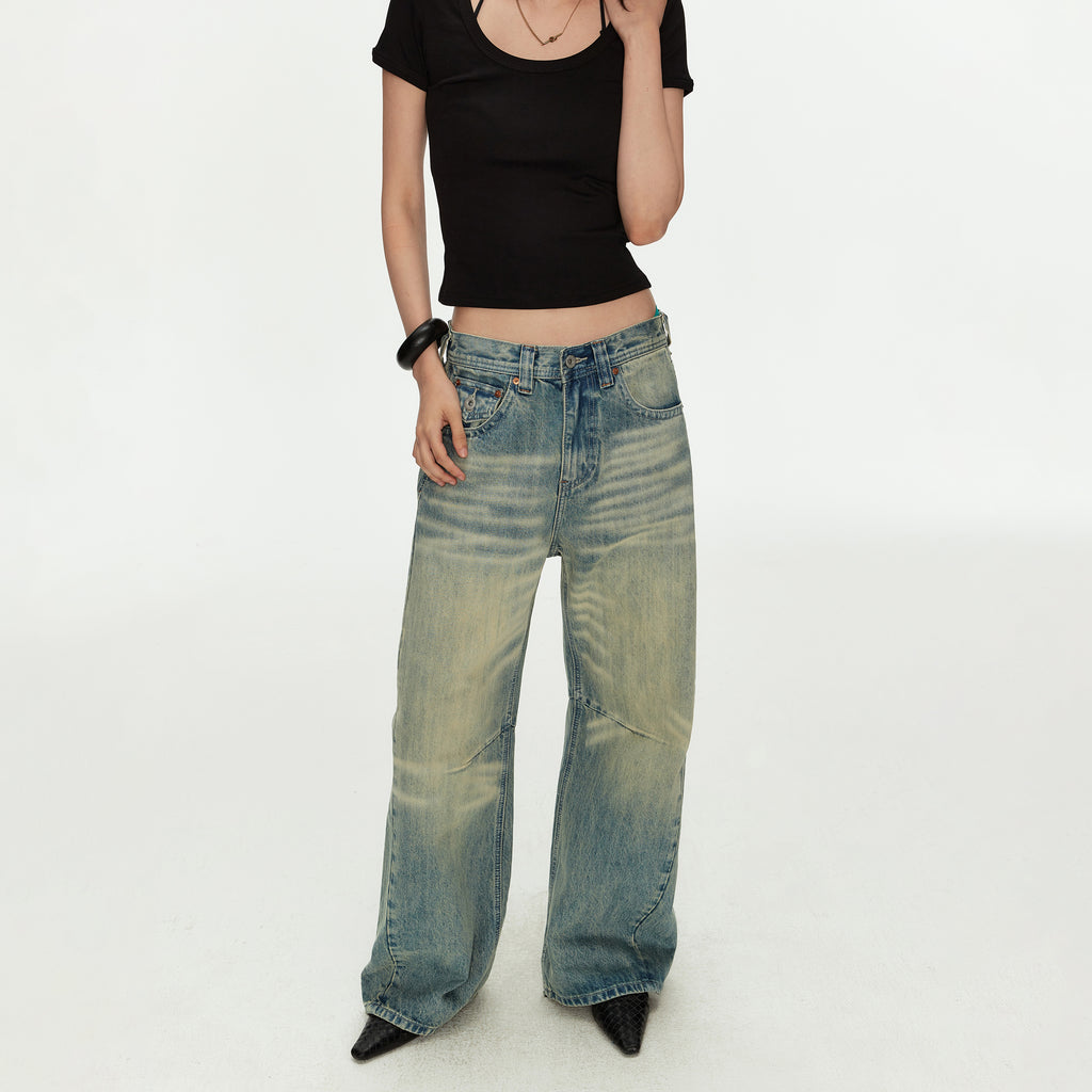 MADWITCH CURVED LEG VINTAGE WIDE JEANS #GPC9820