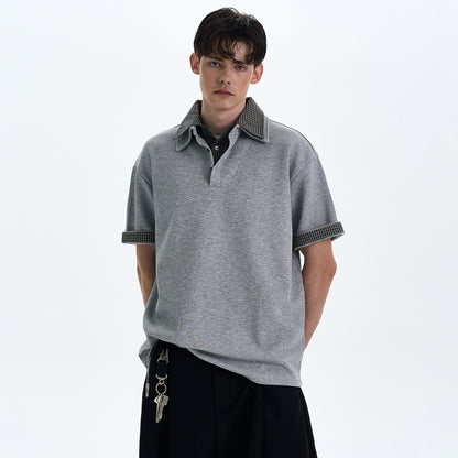 MADWITCH PLAID TURN-DOWN COLLAR SHORT SLEEVE SHIRT #C1768C25