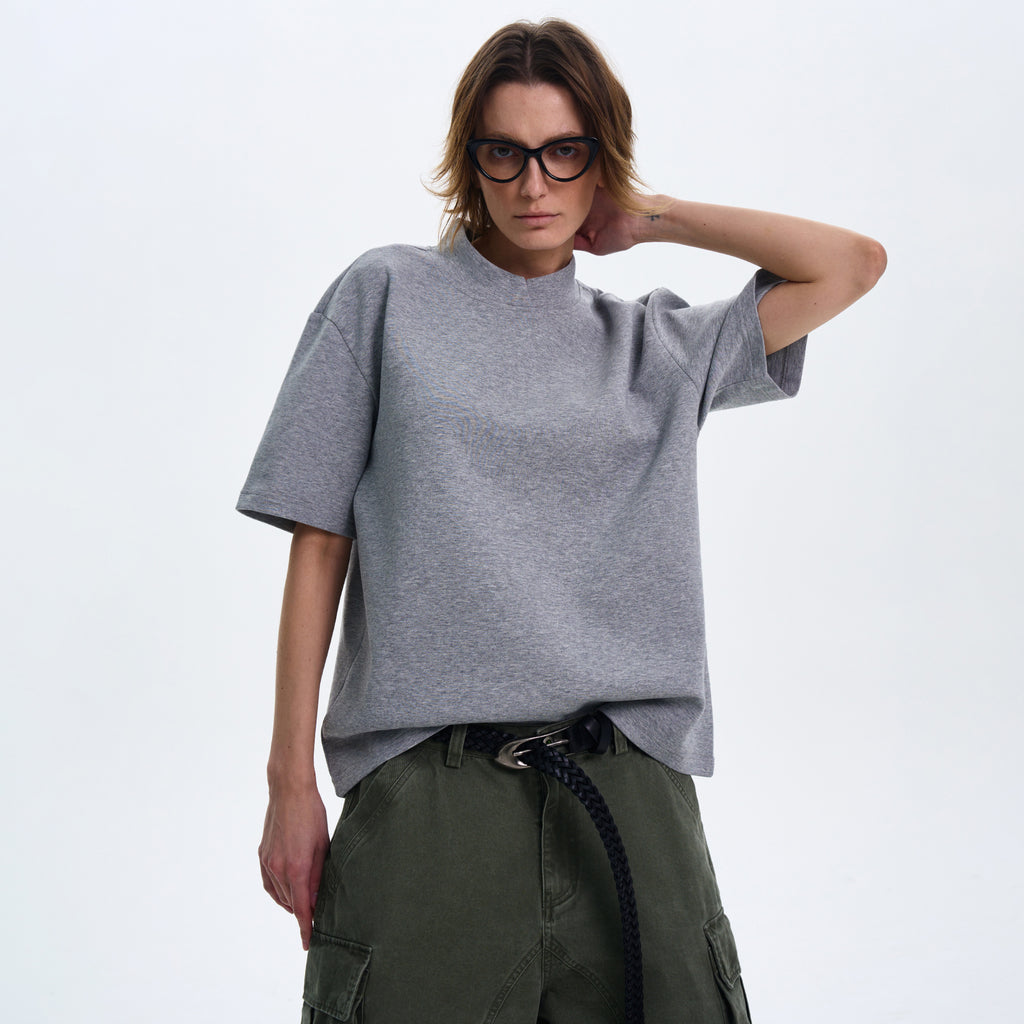 MADWITCH MINIMALIST SMALL COLLAR T-SHIRT #241316