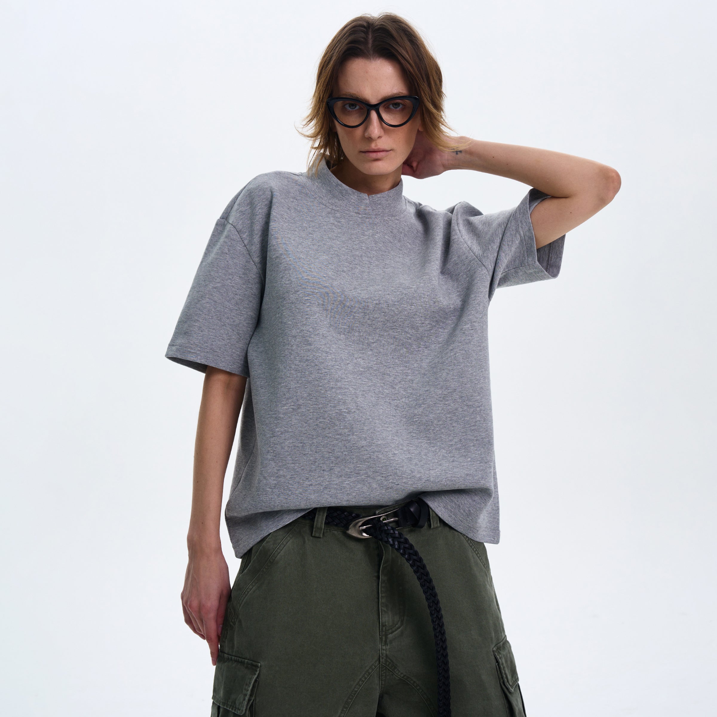MADWITCH MINIMALIST SMALL COLLAR T-SHIRT #241316