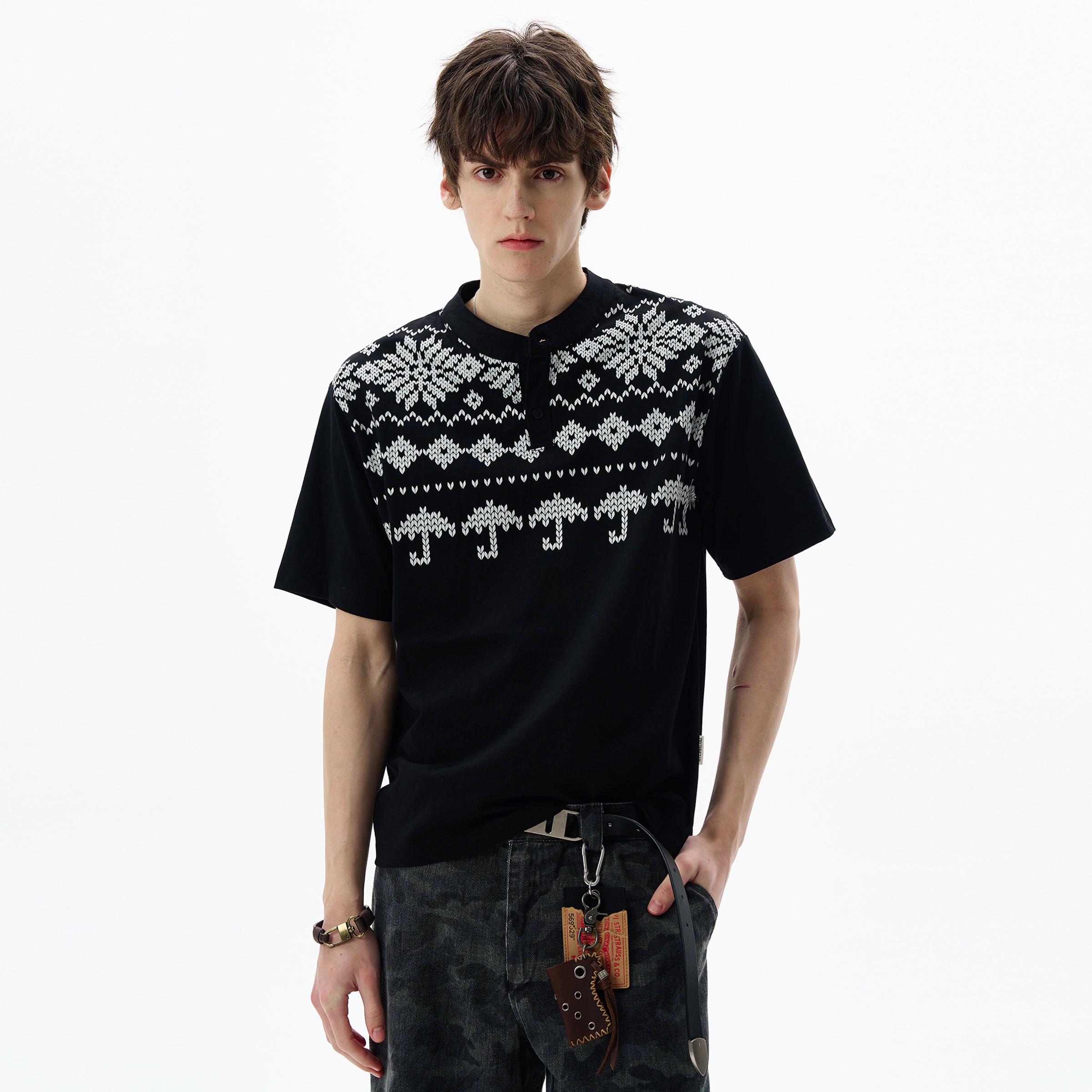 MADWITCH FAIR ISLE COTTON TEE #27351