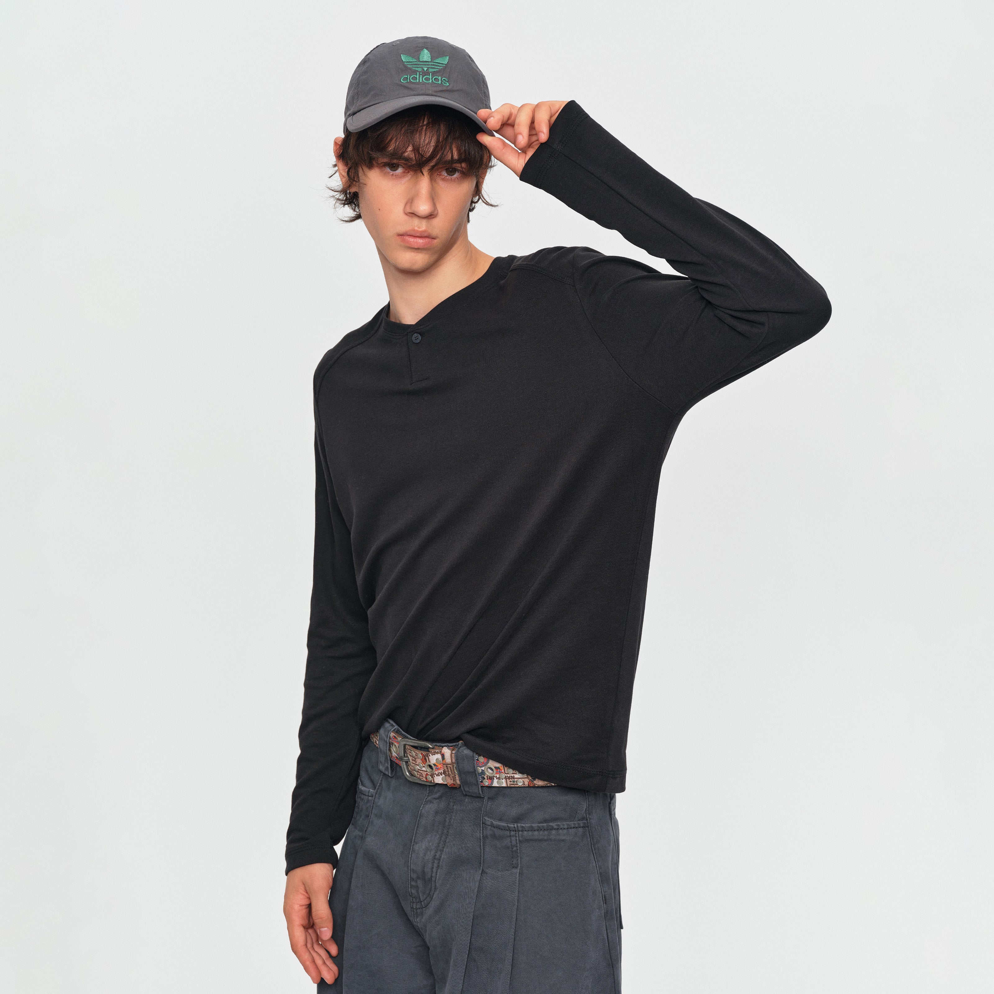 MADWITCH WOOL-BLEND HENLEY TEE #2605TX7054