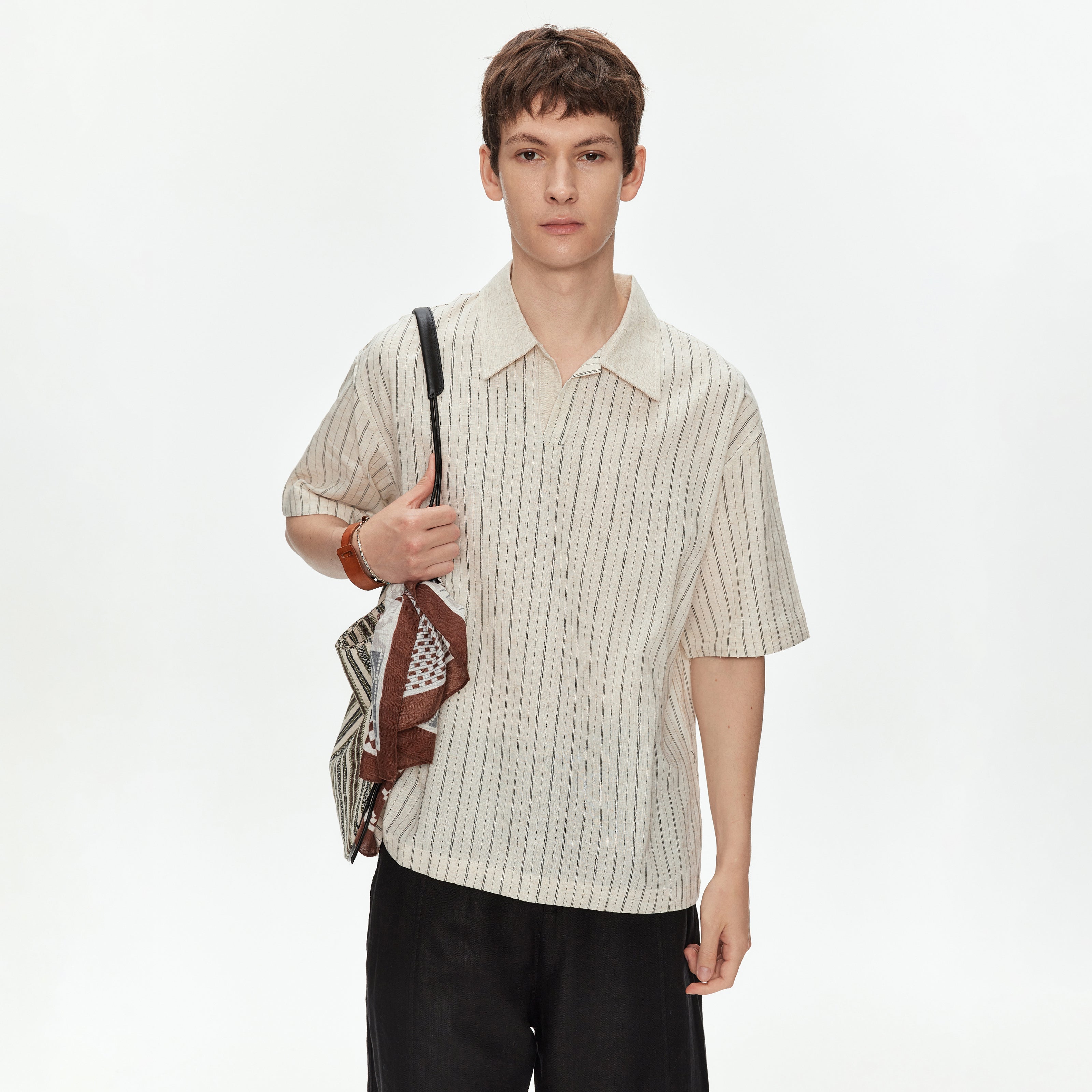 MADWITCH CUBA COLLAR STRIPE SHIRT #C2646C26