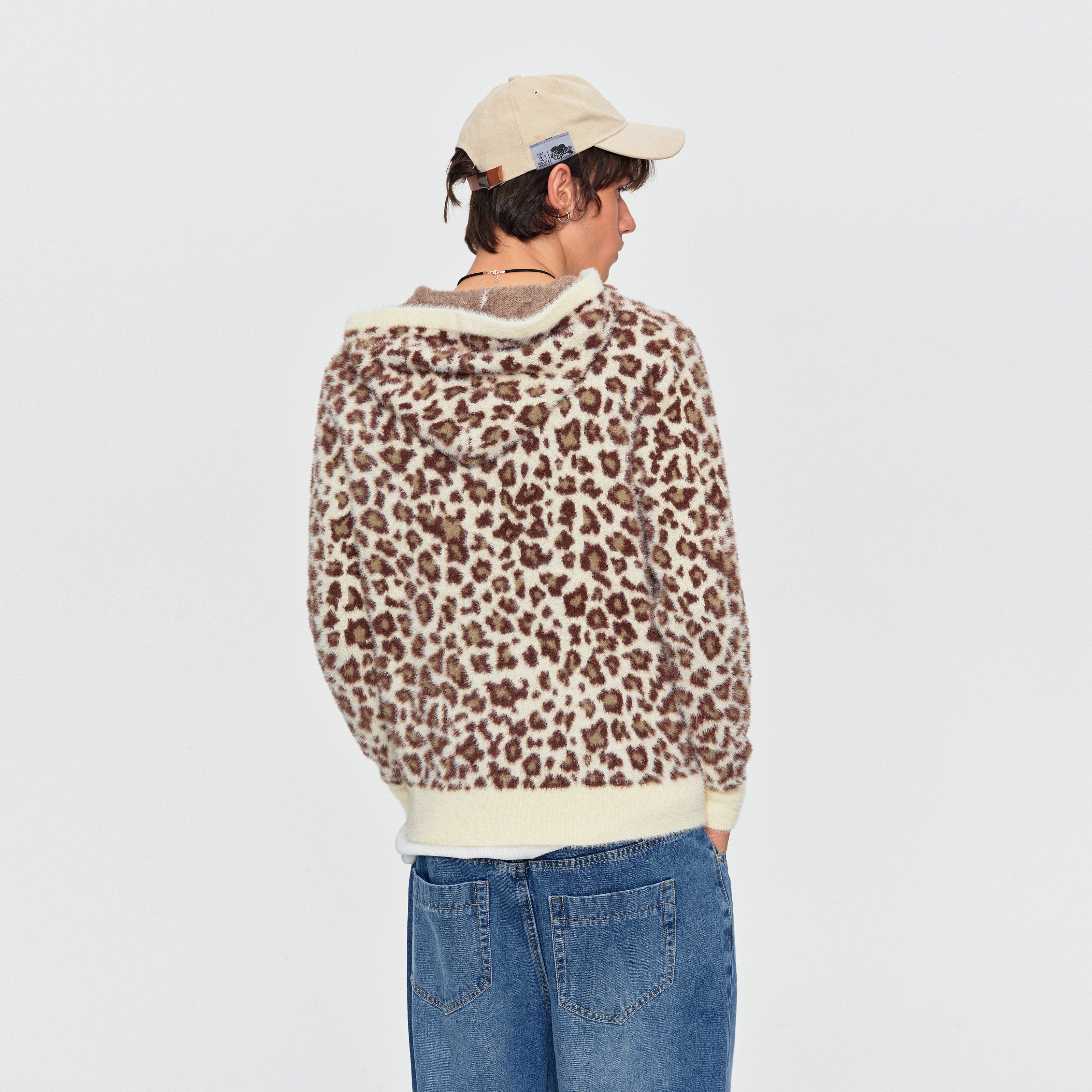 MADWITCH LEOPARD-PRINT PLUSH CROPPED ZIP HOODIE #2606MY2037