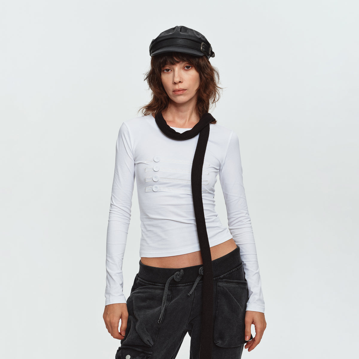 MADWITCH NAPOLEON-BUTTON CROPPED LONG-SLEEVE TOP #L2026741