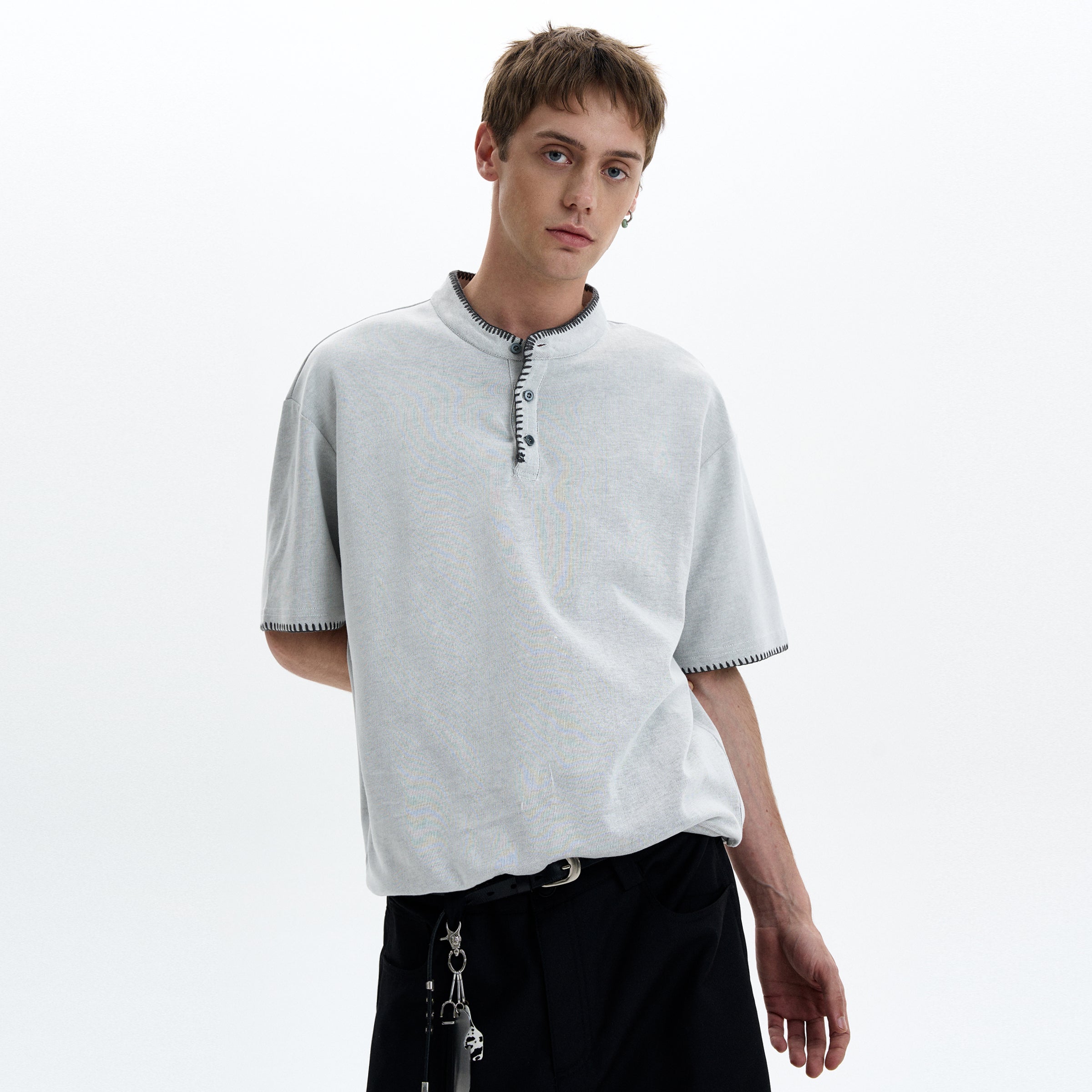 MADWITCH HENLEY NECK TEE #C1699X25