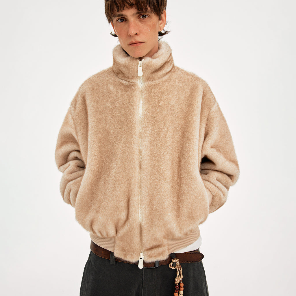 MADWITCH FAUX FUR STAND COLLAR COAT #256086