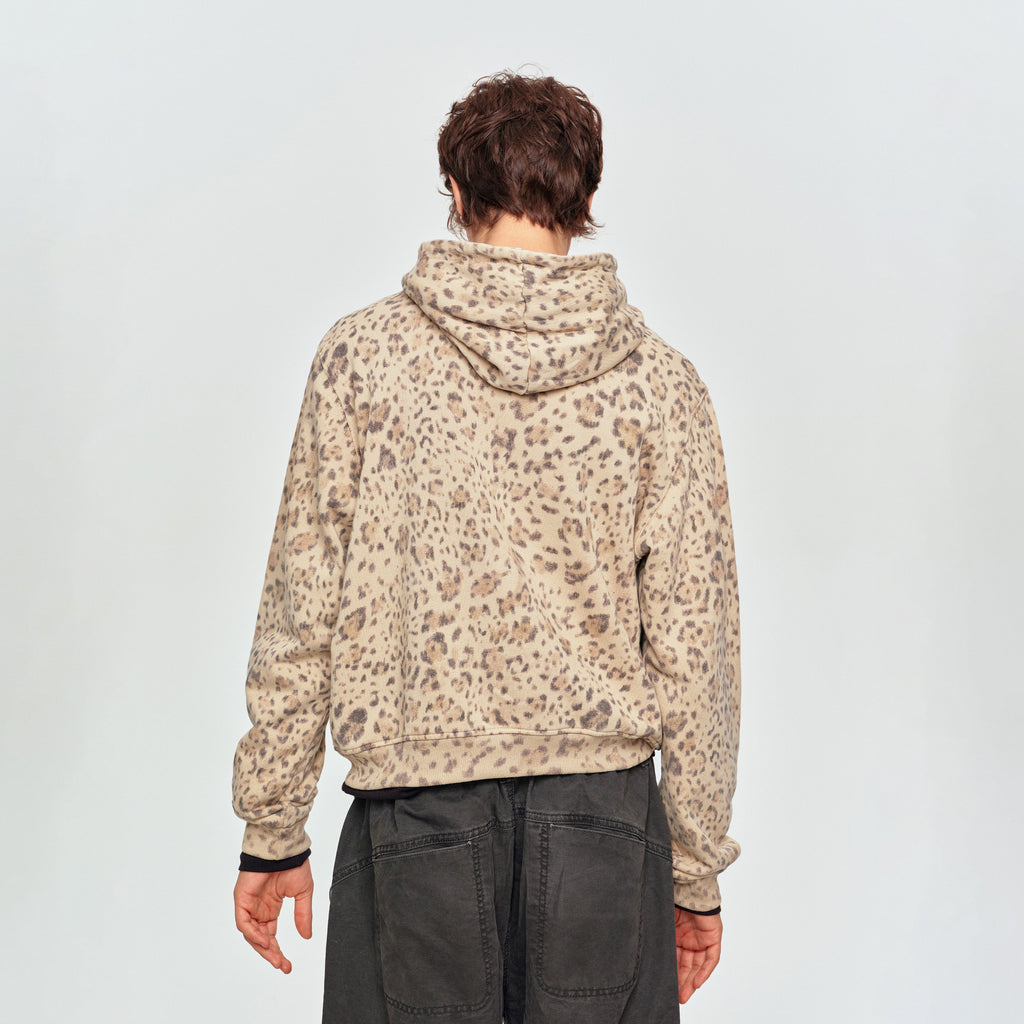 MADWITCH LEOPARD-PRINT EMBROIDERED CROPPED ZIP HOODIE #2604WY7021