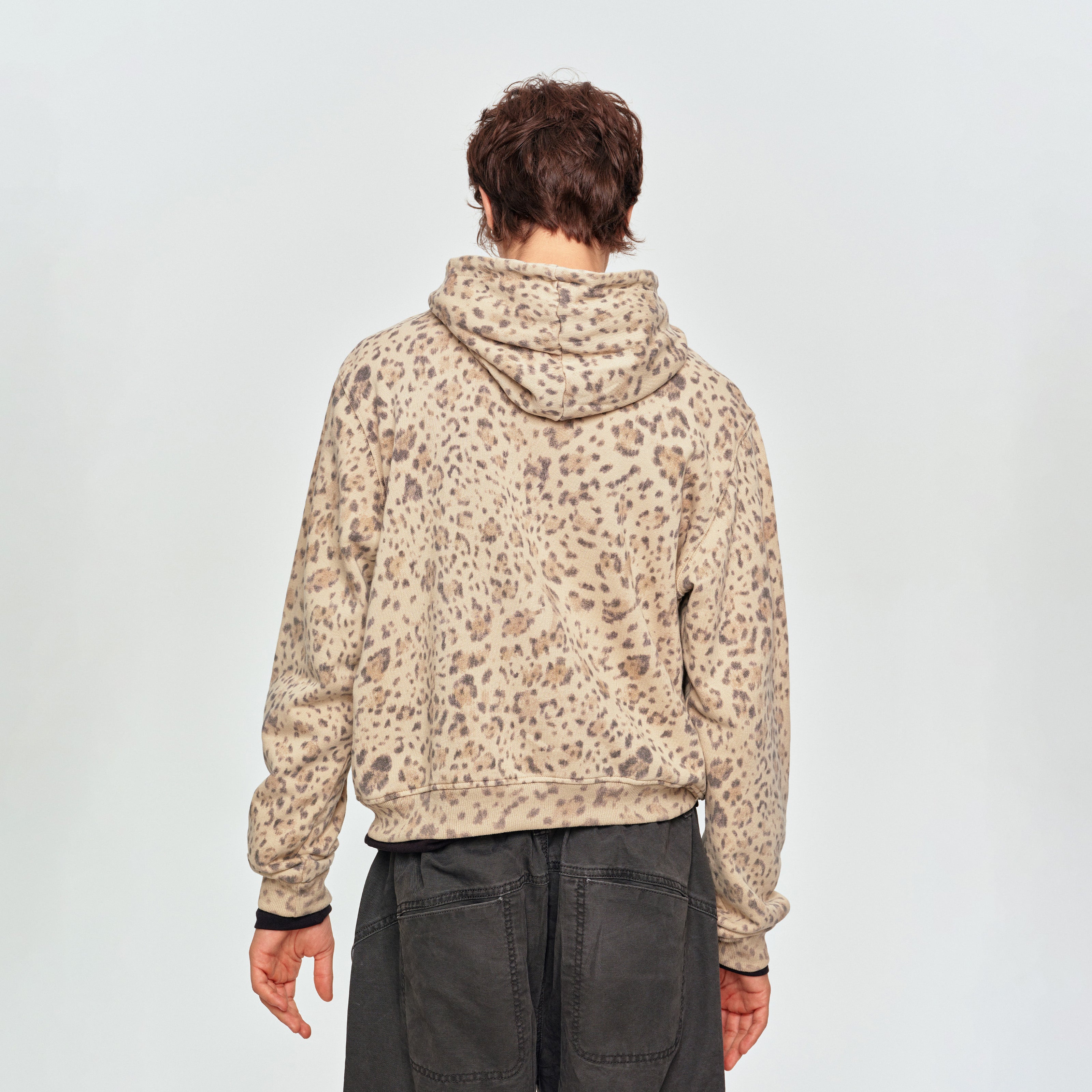 MADWITCH LEOPARD-PRINT EMBROIDERED CROPPED ZIP HOODIE #2604WY7021