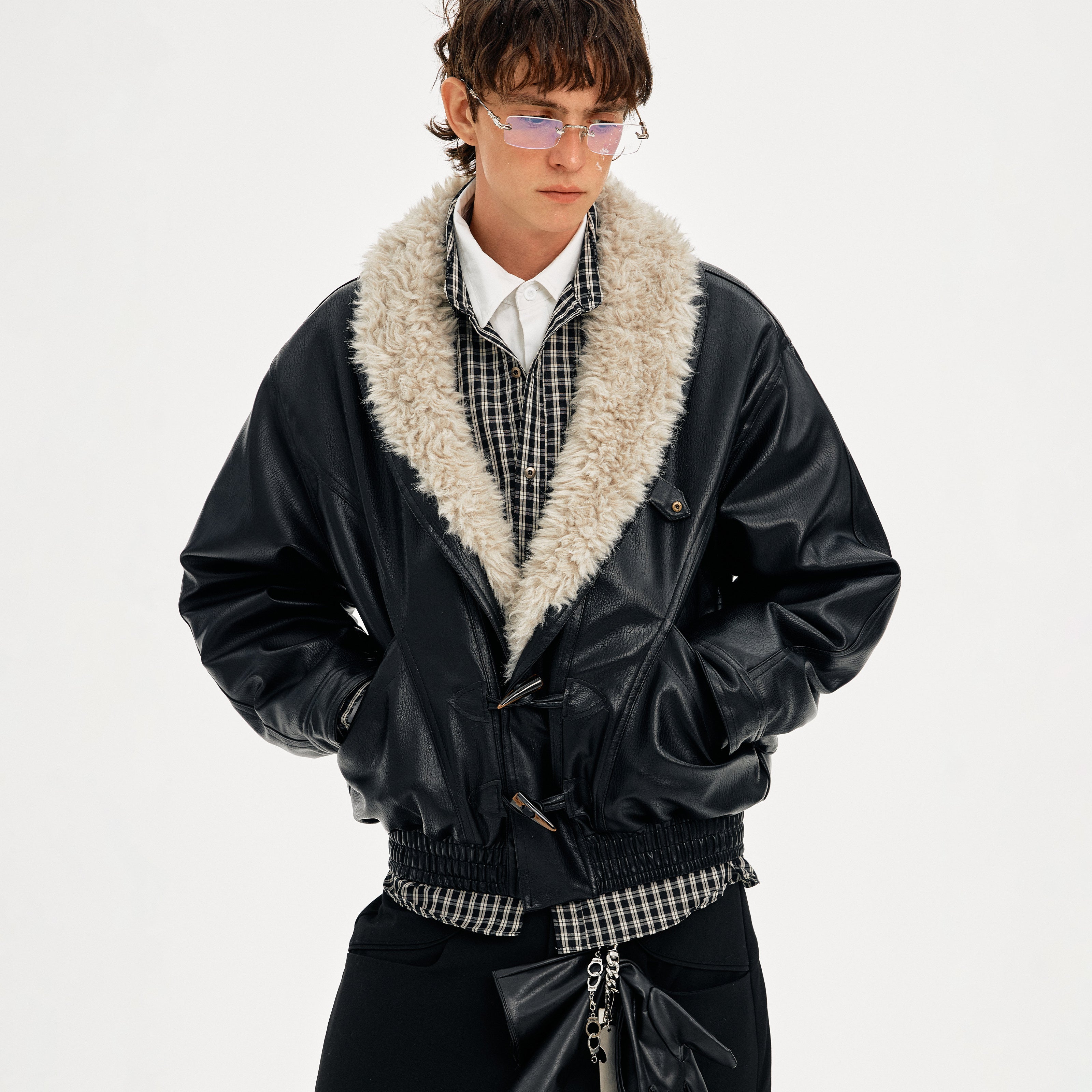 MADWITCH HORN BUTTON LEATHER QUILTED JACKET #AW25507