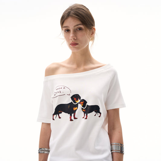 MADWITCH SLIM ASYMMETRIC PRINT TEE #G1420