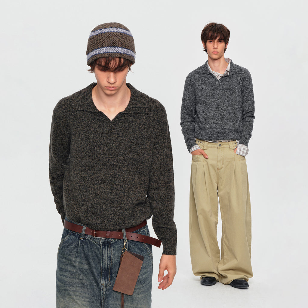MADWITCH MARLED WOOL-BLEND POLO SWEATER #11820