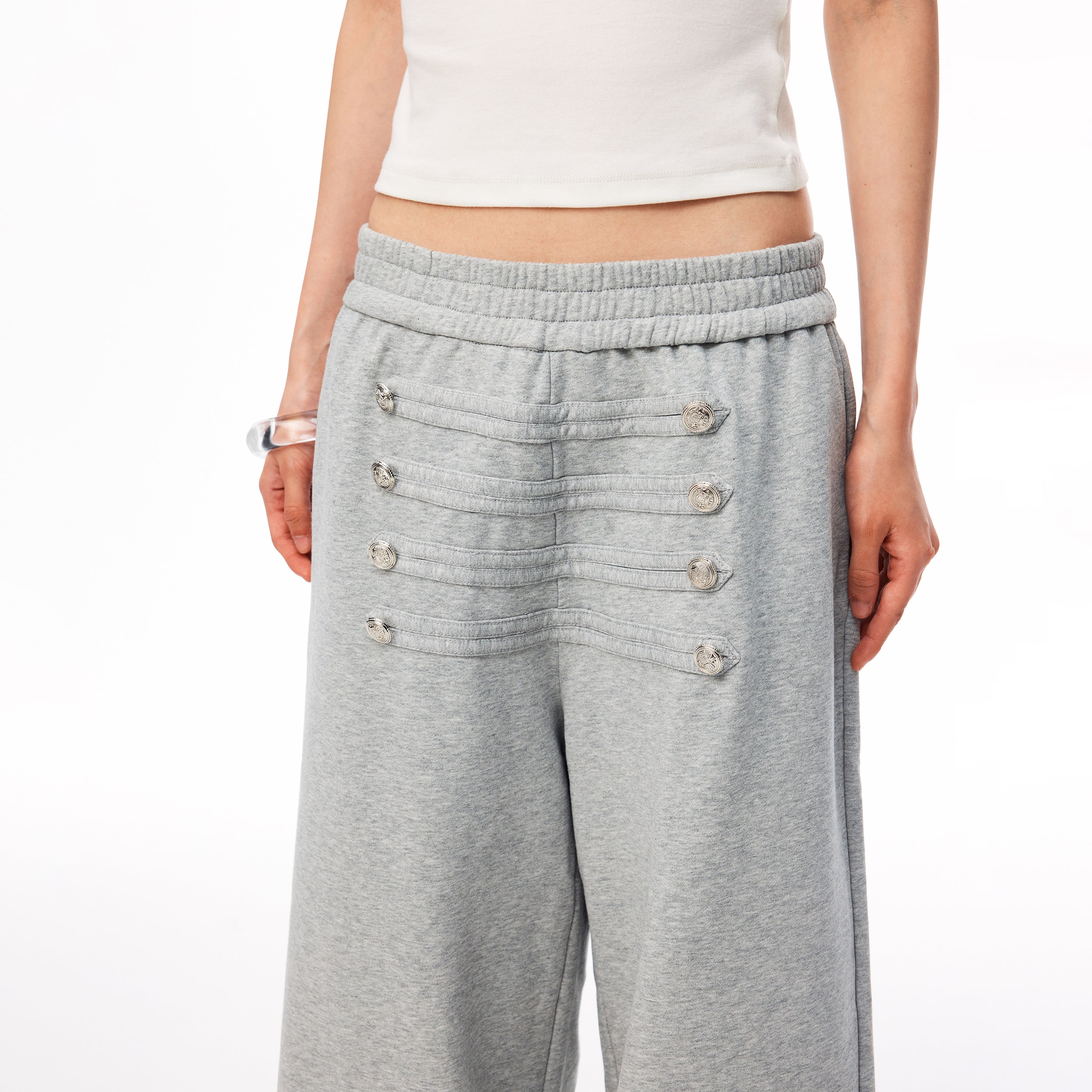 MADWITCH VINTAGE PALACE BUTTONED WIDE-LEG SWEATPANTS #L2026630