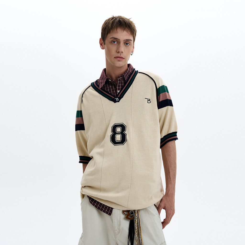 MADWITCH V-NECK KNIT TEE #TA551