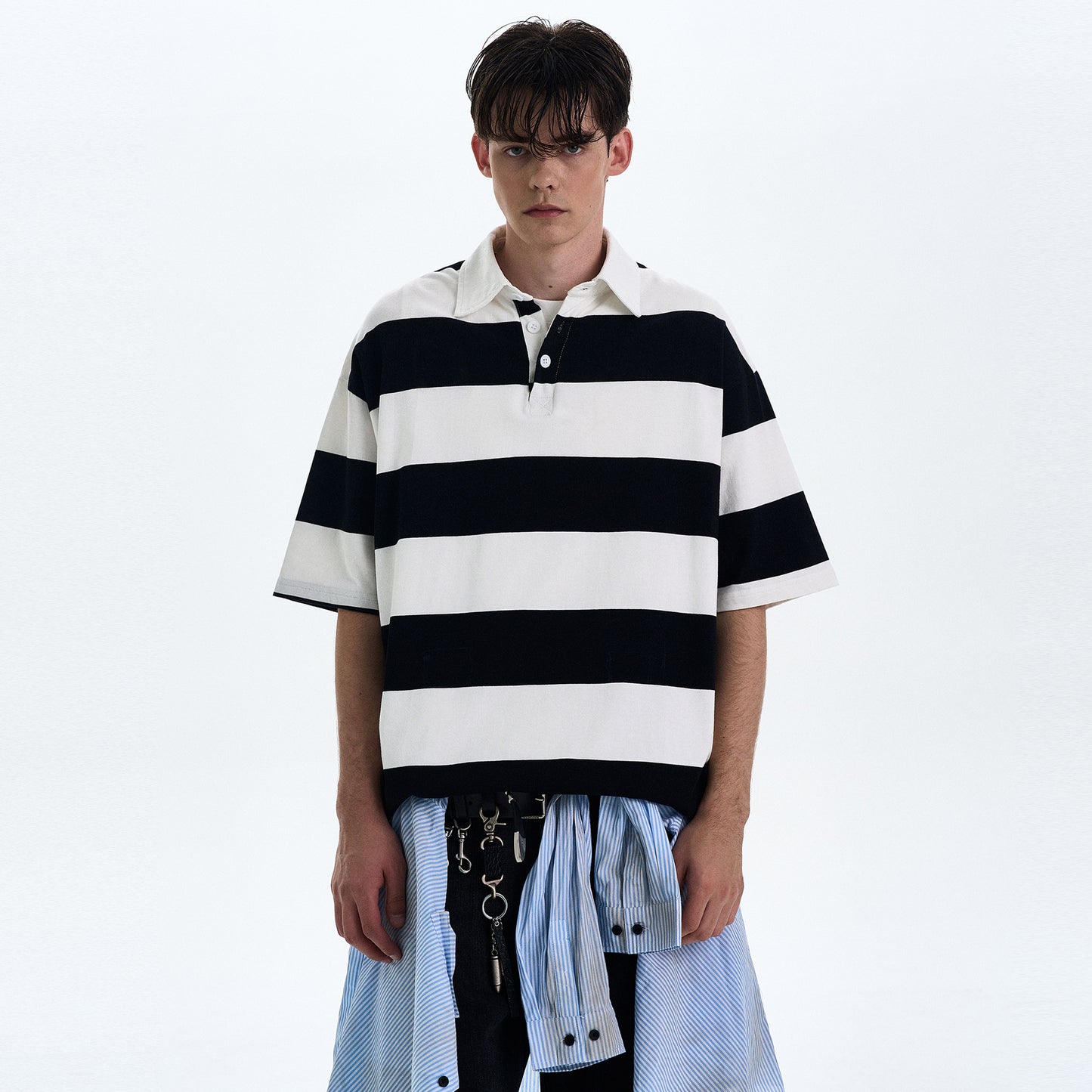 MADWITCH STRIPED LOOSE-FIT T-SHIRT #MD4178