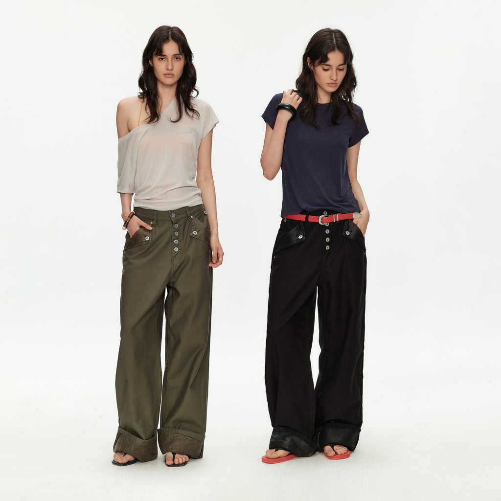 MADWITCH PARIS BUCKLE CARGO PANTS #CK3630