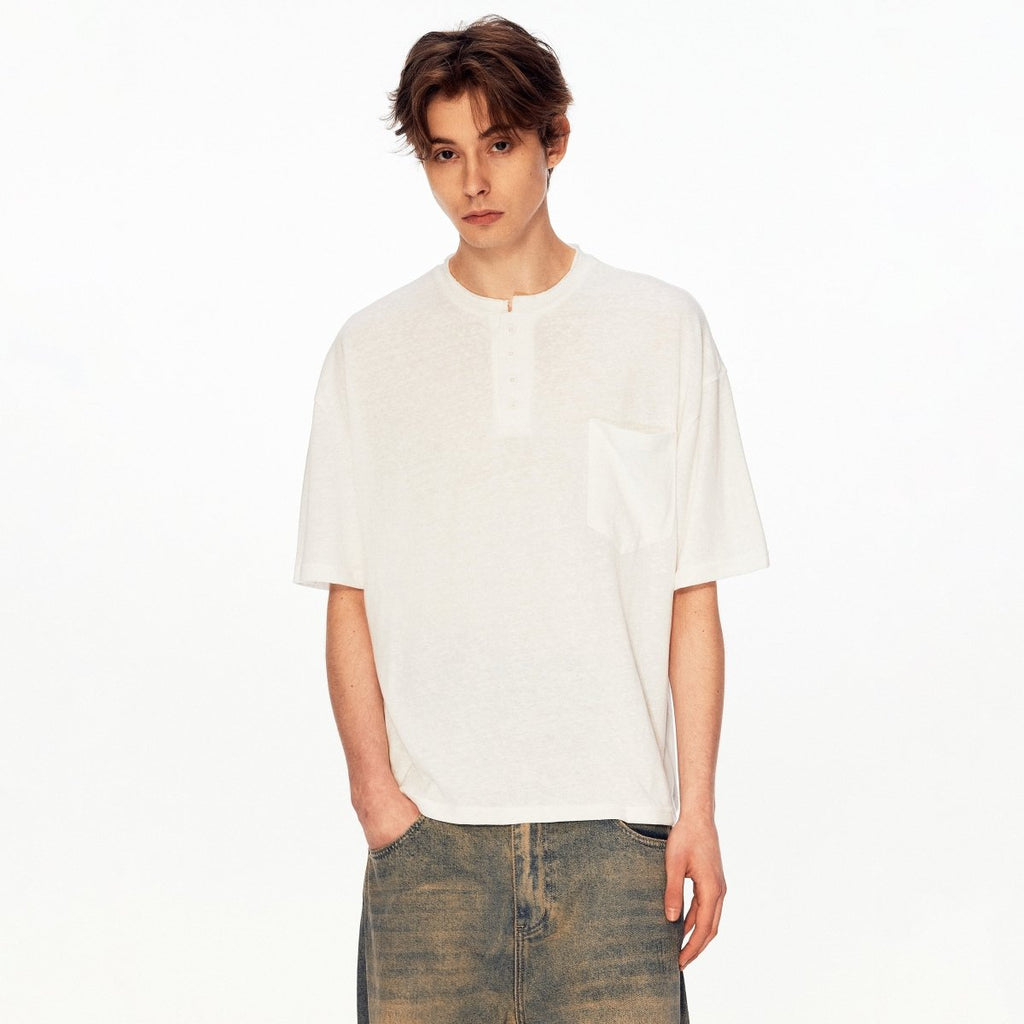 MADWITCH HENLEY LINEN RELAXED TEE UTU055 - MadWitch Store
