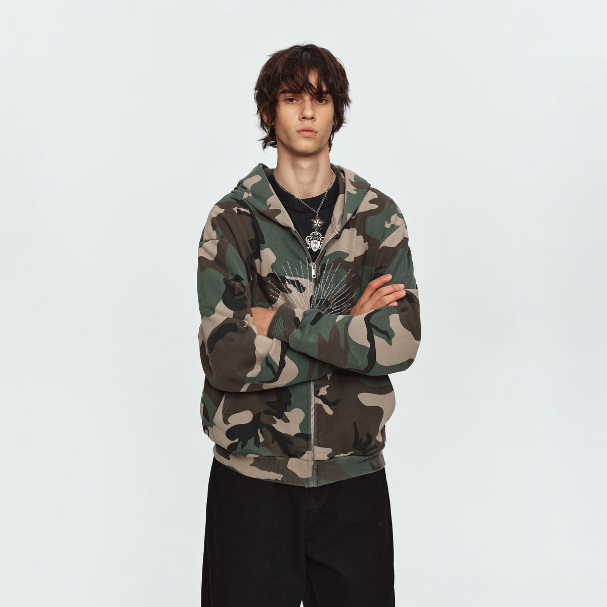 MADWITCH CAMO GRAPHIC-PRINT ZIP HOODIE #0309