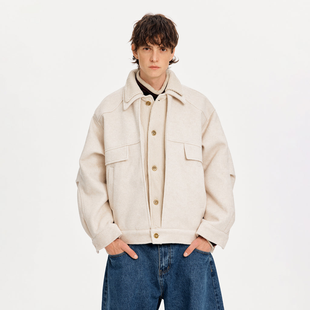 MADWITCH FAUX LAYER DOUBLE COLLAR JACKET #180956