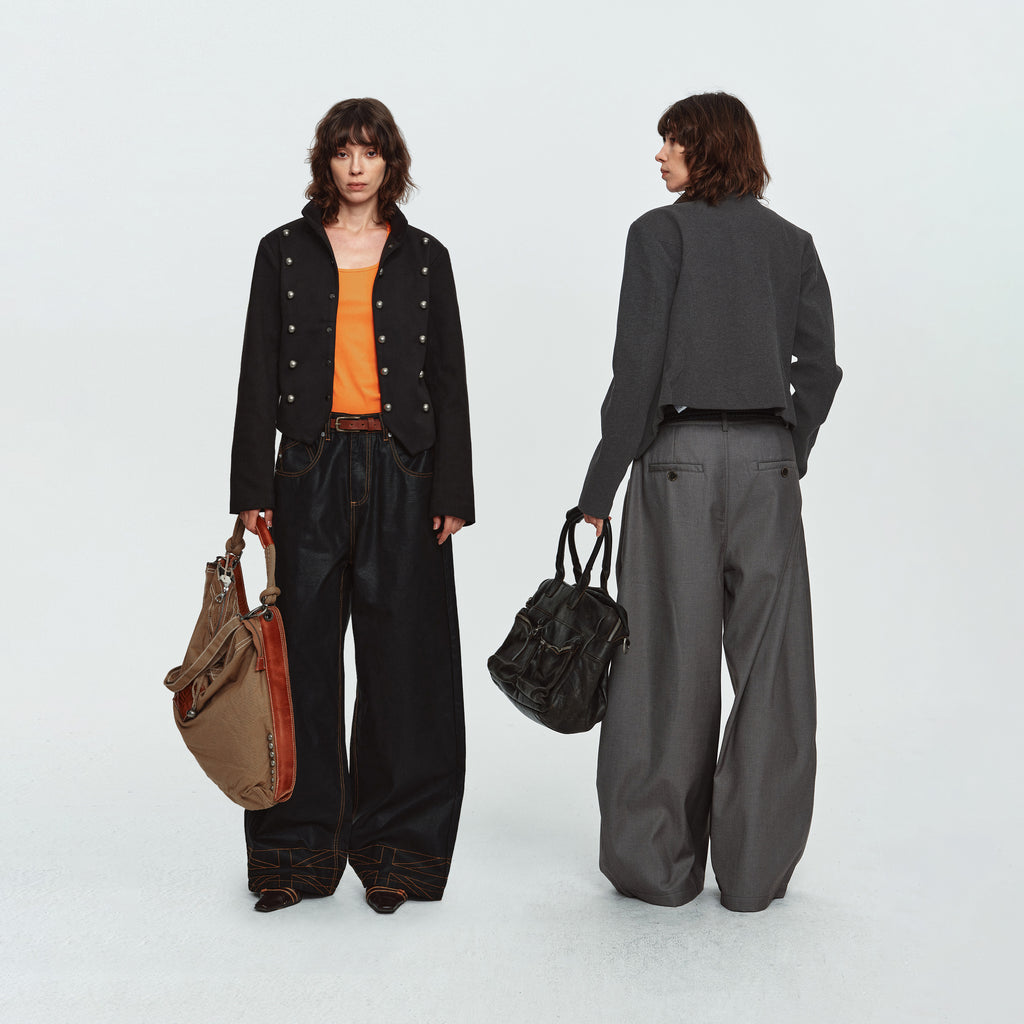 MADWITCH ASYMMETRIC-HEM CROPPED STAND-COLLAR JACKET #CW1385N