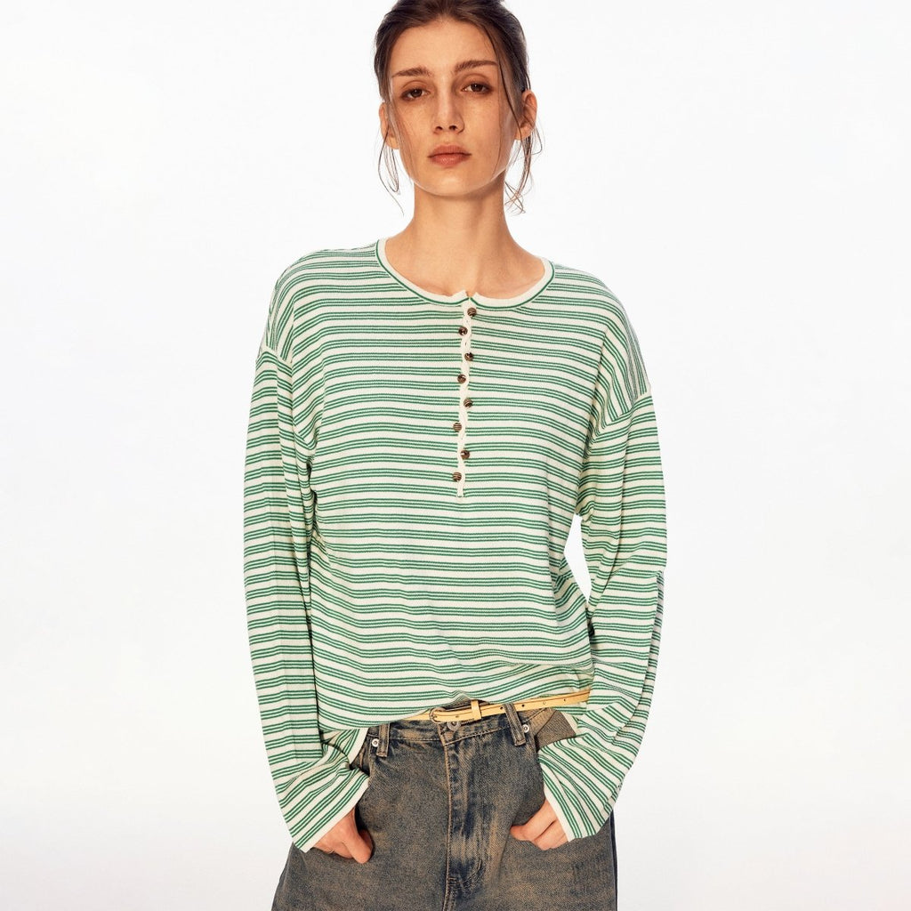 MADWITCH HENLEY LINEN TENCEL STRIPE TEE 68625 - MadWitch Store