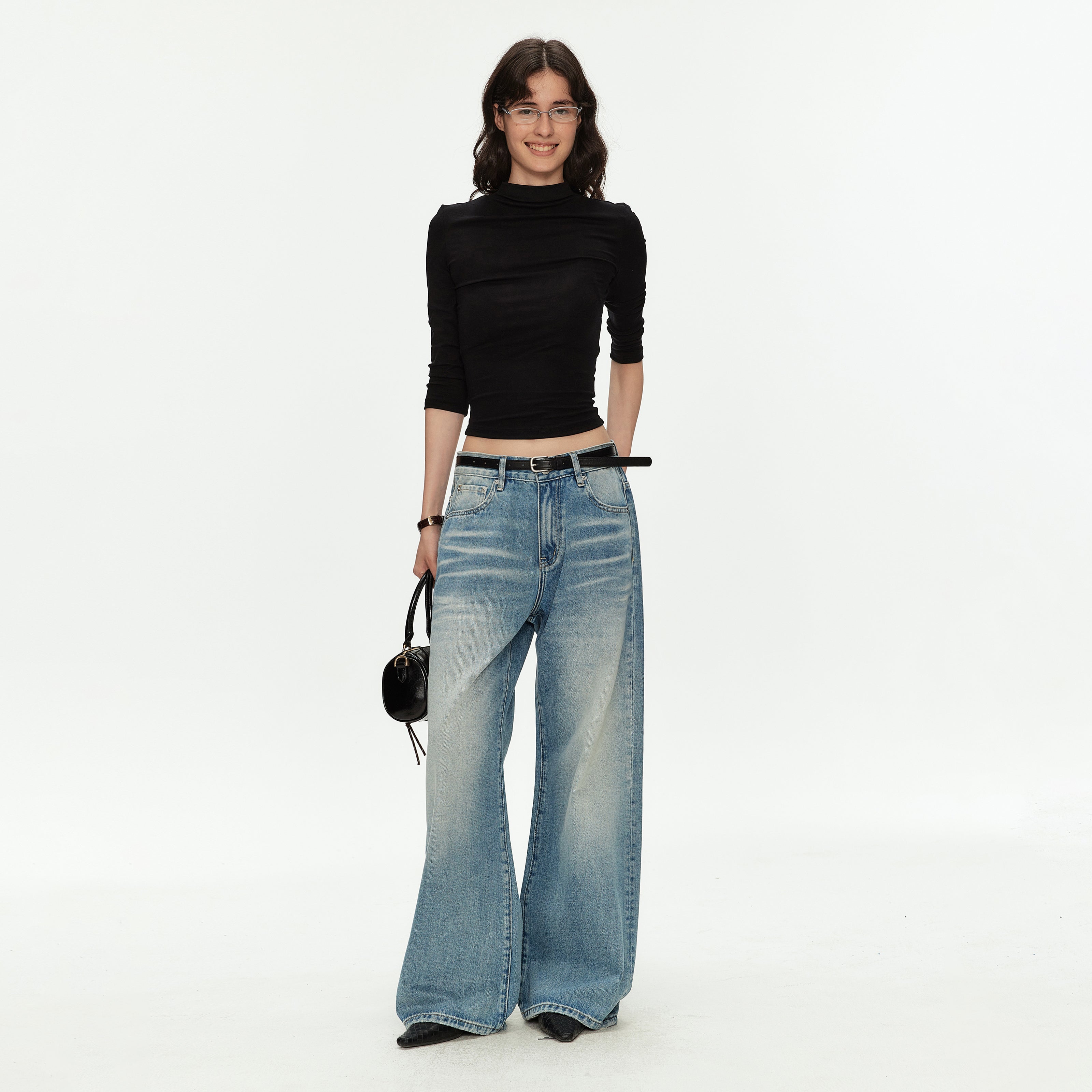 MADWITCH CROSS STUD DISTRESSED JEANS #MC2609