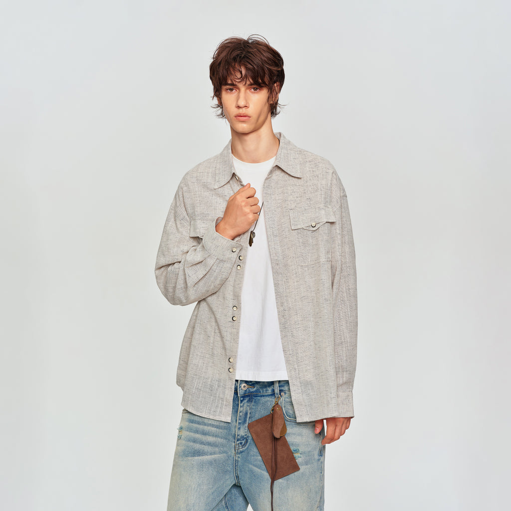 MADWITCH LINEN-BLEND TWO-POCKET SHIRT #880953